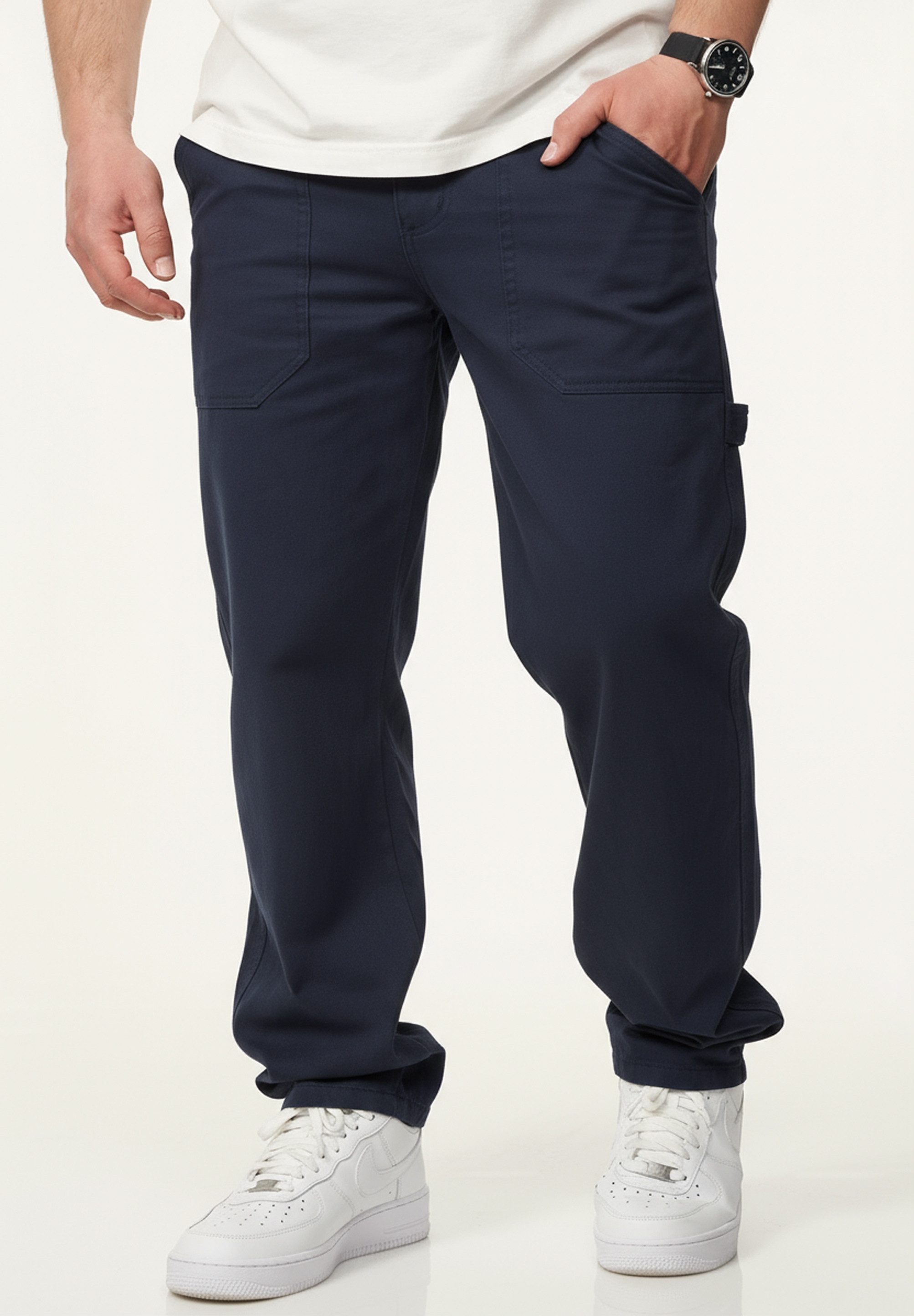DAILY COTTON Straight-Jeans Hose im Carpenter-Stil - Regular-Fit Workwear Herren Freizeithose Denim Stoffhose - Pants