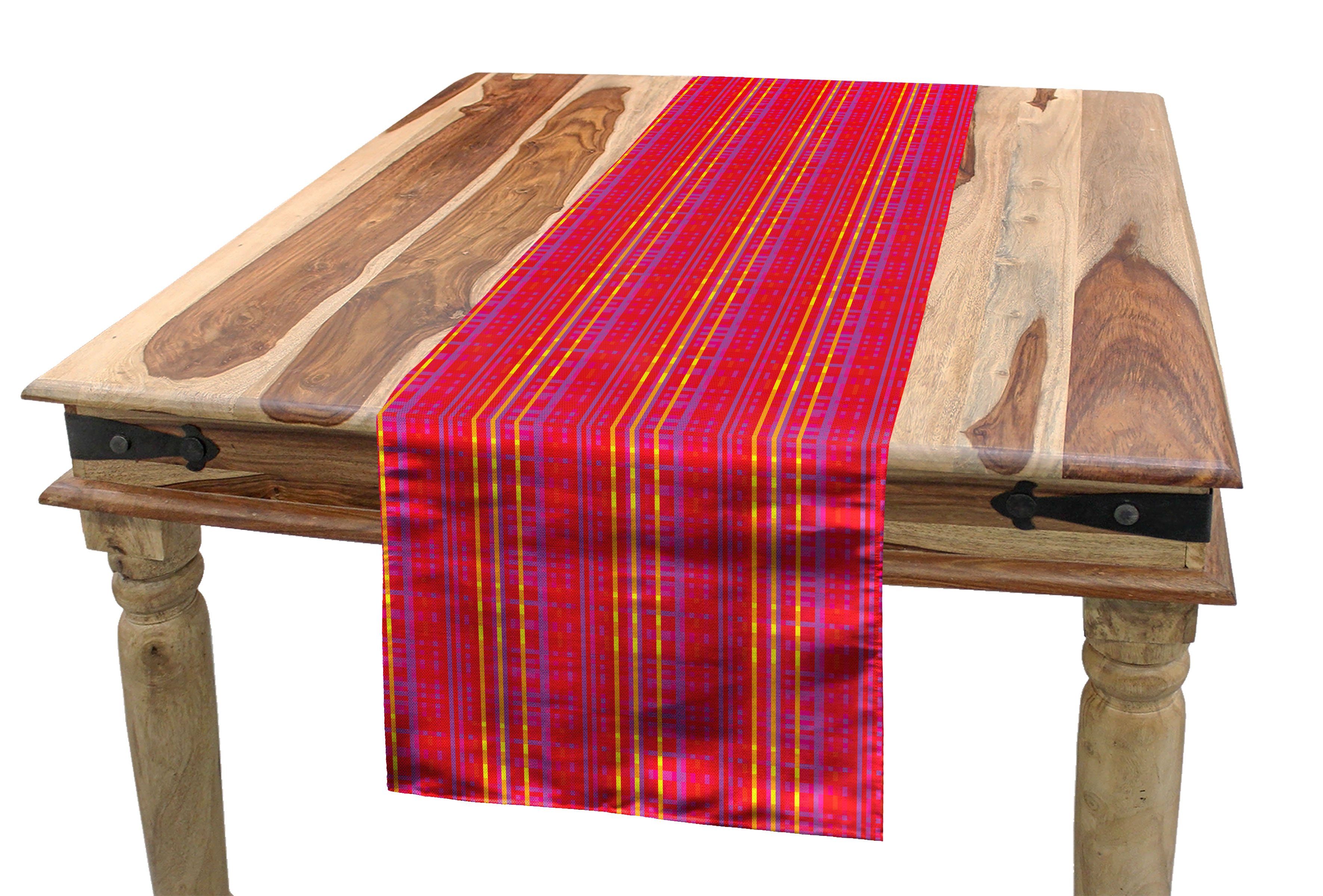 Tischläufer Küche Esszimmer Tischläufer, Abstrakt Dekorativer Streifen Rechteckiger Funky Abakuhaus Overlapping