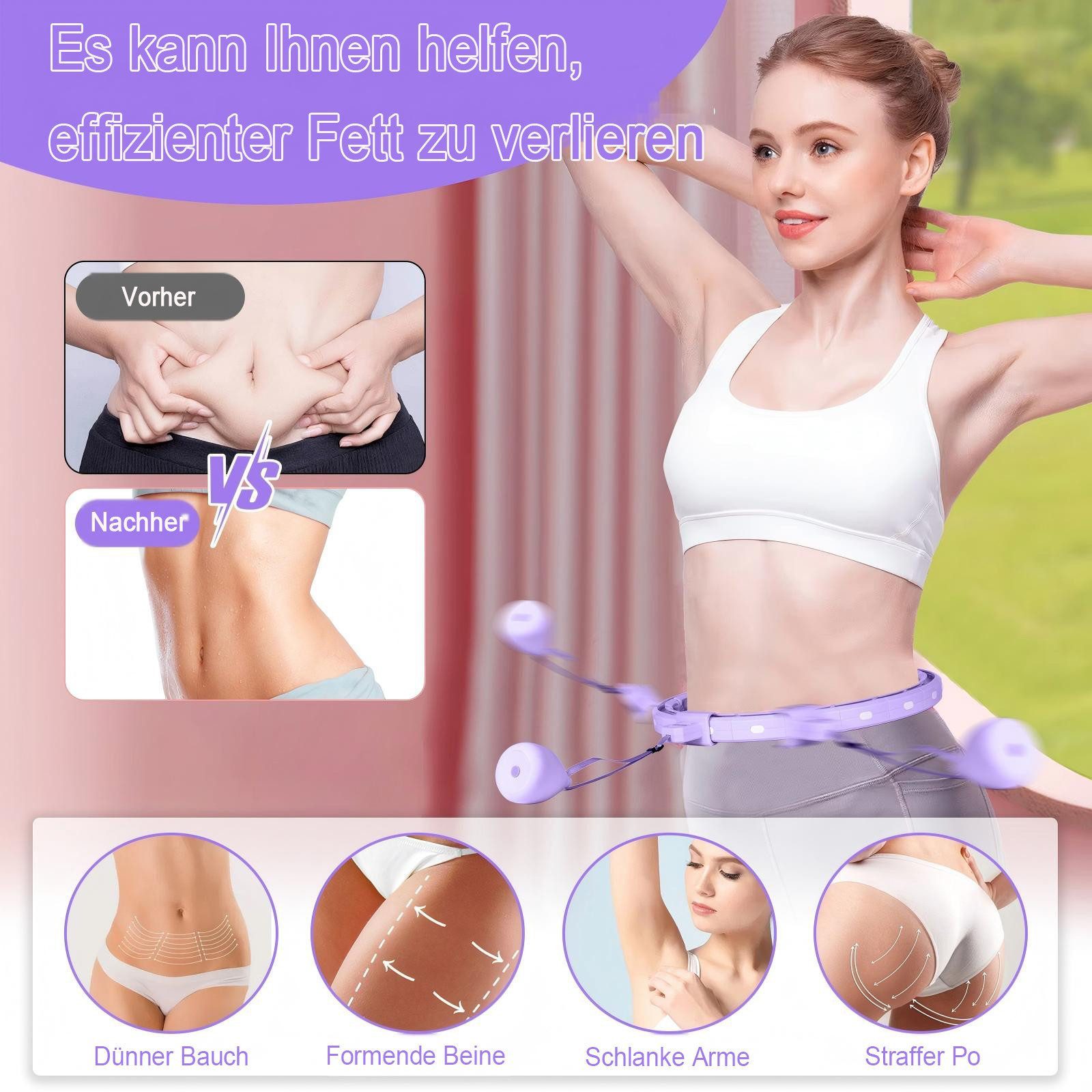 Futicare Hula-Hoop-Reifen mit Massagebällen & Kalorienzähler, Smart verstellbarer Fitness-Hoop, mit Gewichtsbällen – leiser Bauchtrainer zur Fettverbrennung Zuhause