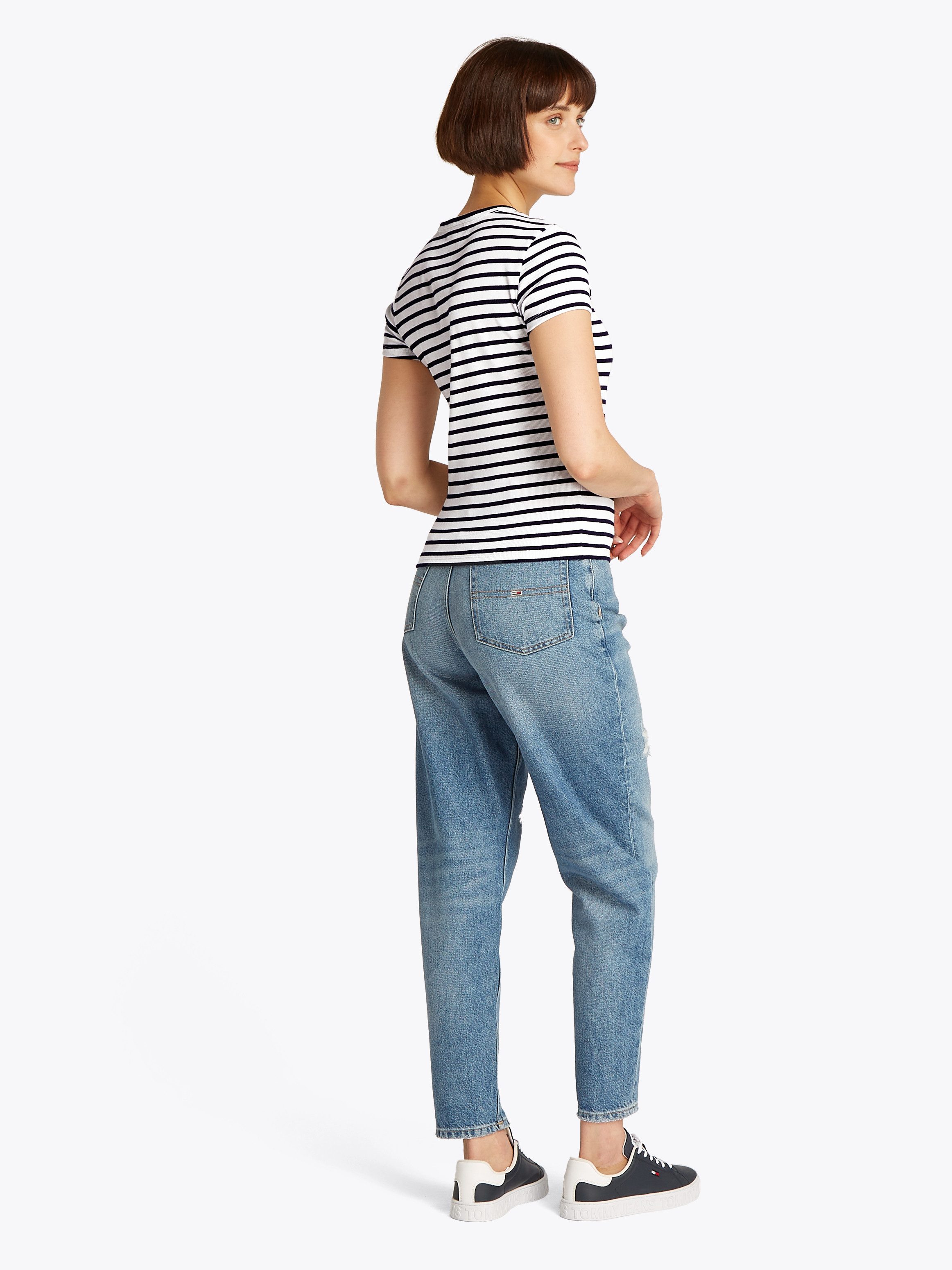Tommy Jeans Kurzarmshirt TJW ESSENTIAL RIB SHORT SLEEVE EXT Baumwollmischung in gerippter Struktur, Slim Fit – Bild 5 von 5