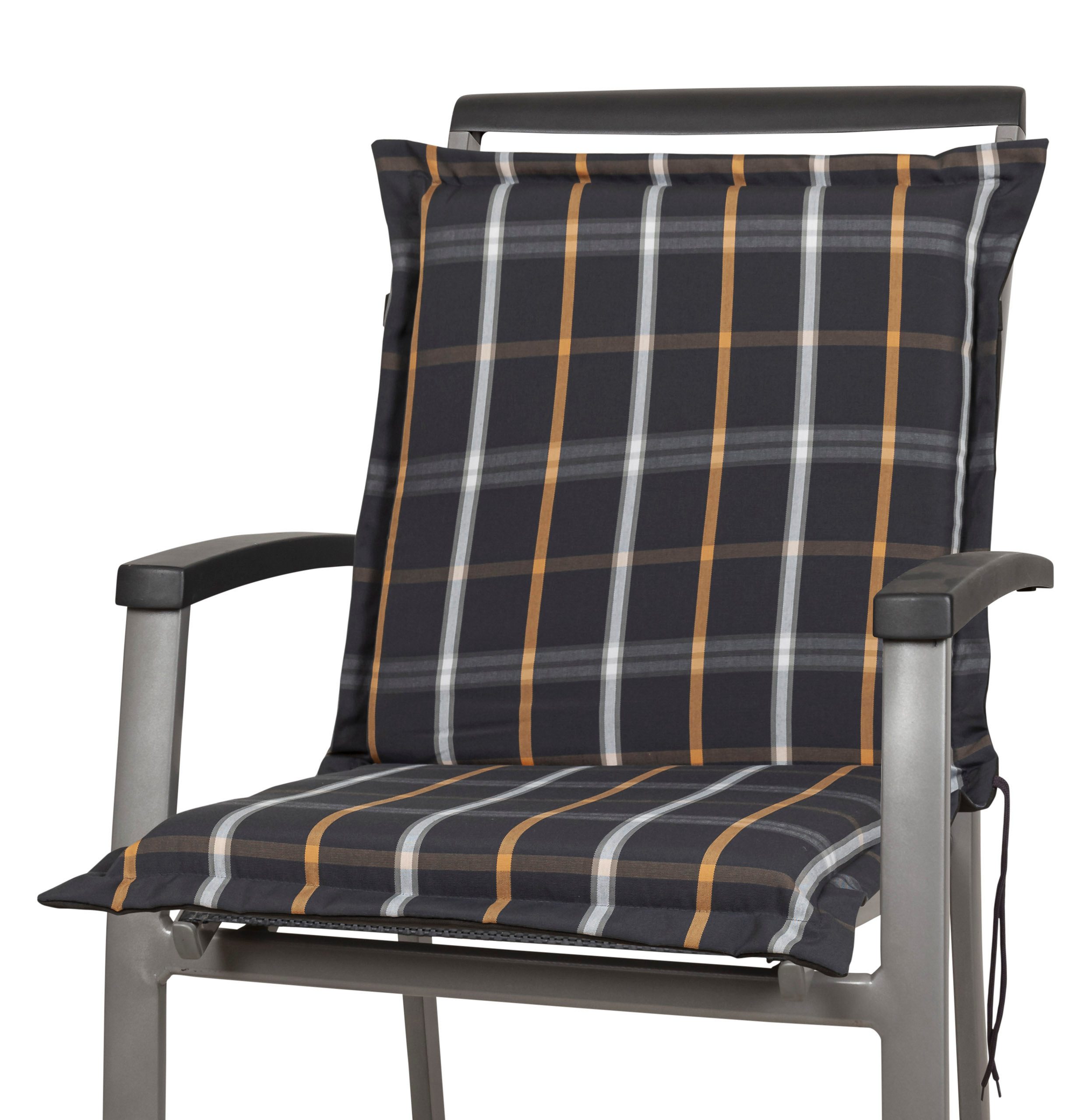 Sun Garden Sesselauflage Niederlehner Georgia 90822-705 anthrazit-grau kariert 98x53x8 cm SG