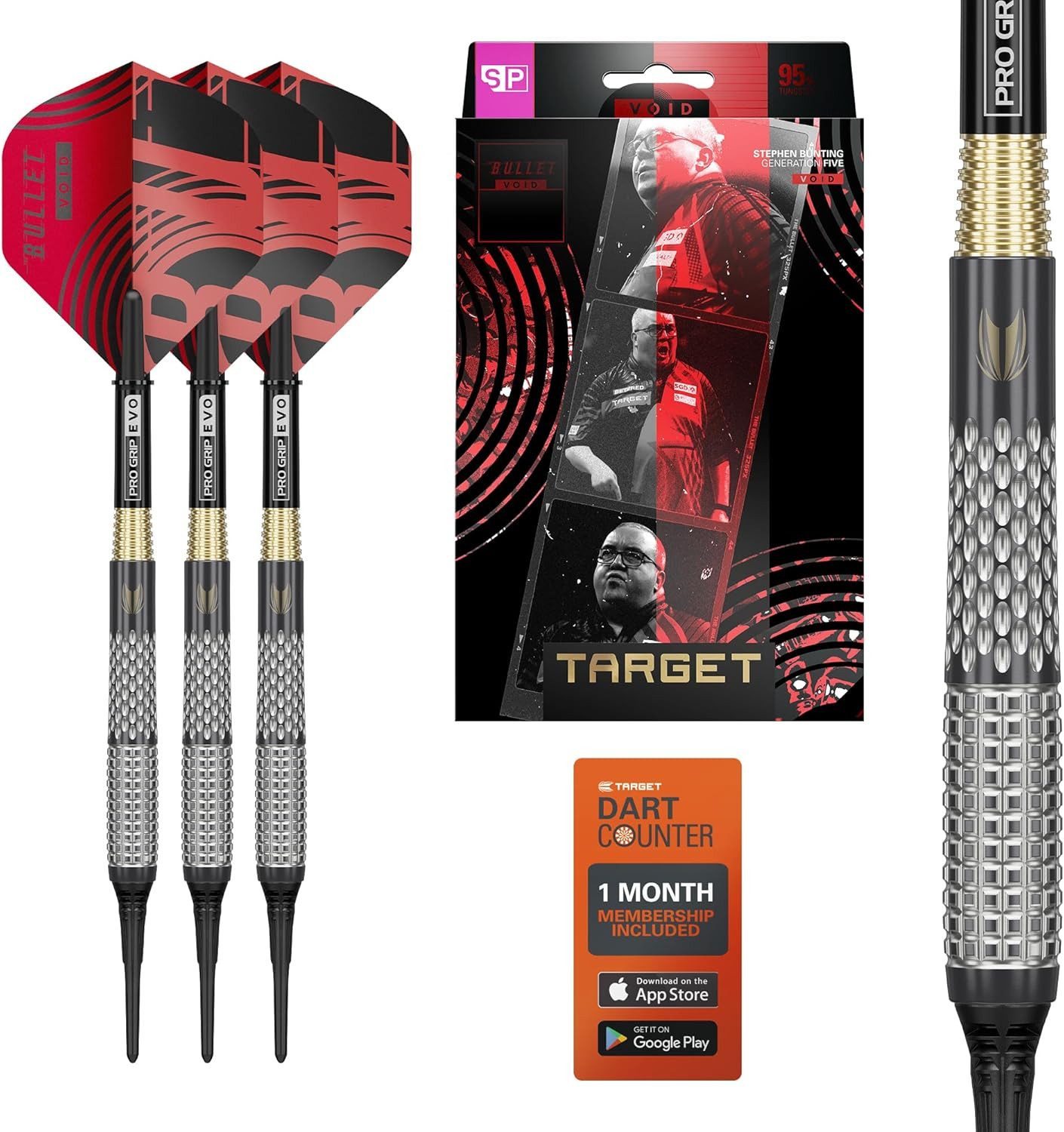 TARGET DARTS Softdarts Stephen Bunting G5 Void Soft-Tip-Darts, 18G, 90% Wolfram, Generation 5