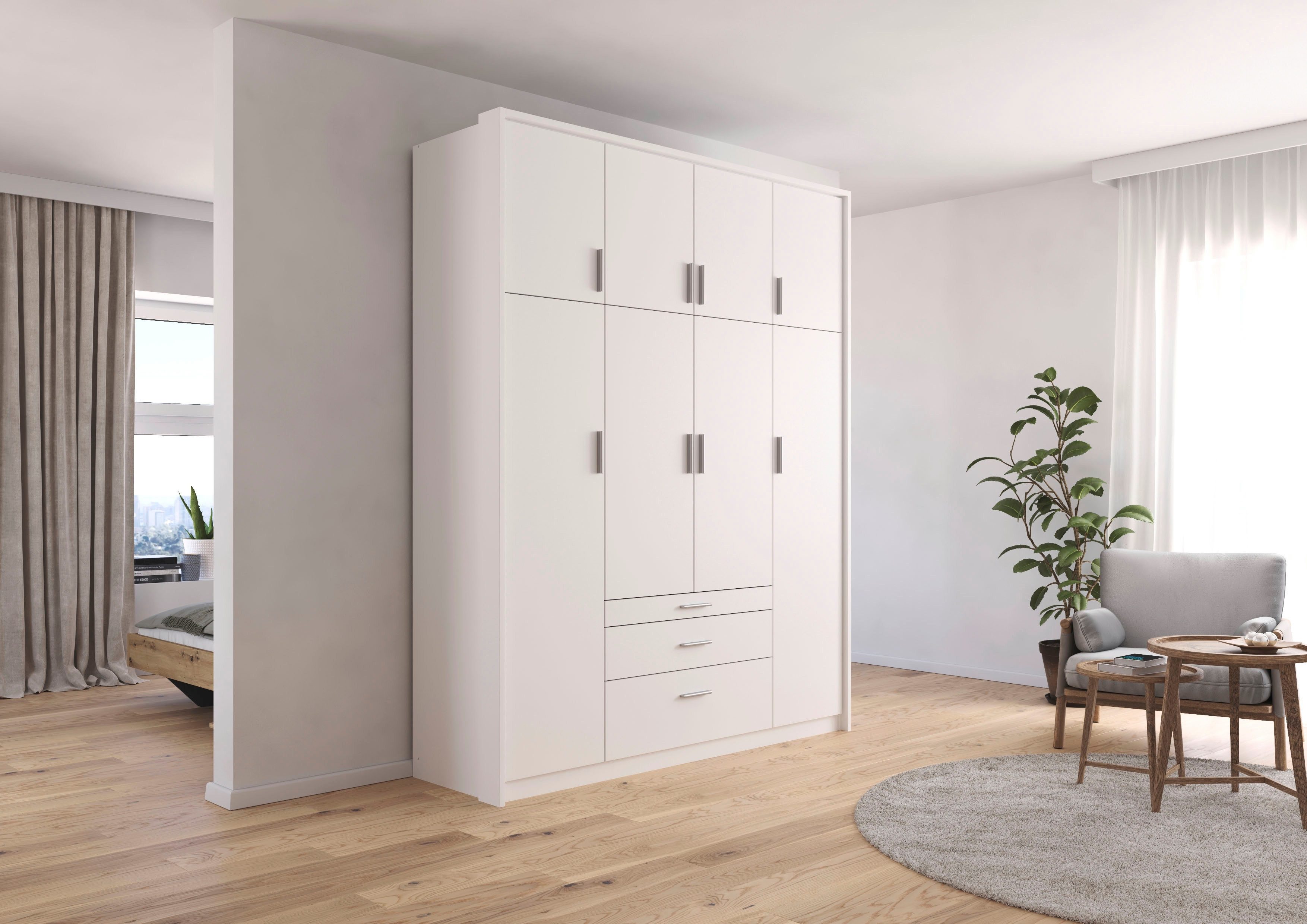 rauch Kleiderschrank Schrank Drehtürenschrank Garderobe Ankleide Schlafzimmer HILDESHEIM (Breiten: 185/275 cm, Höhe 231 cm) oberste Schublade mit praktischer Facheinteilung MADE IN GERMANY