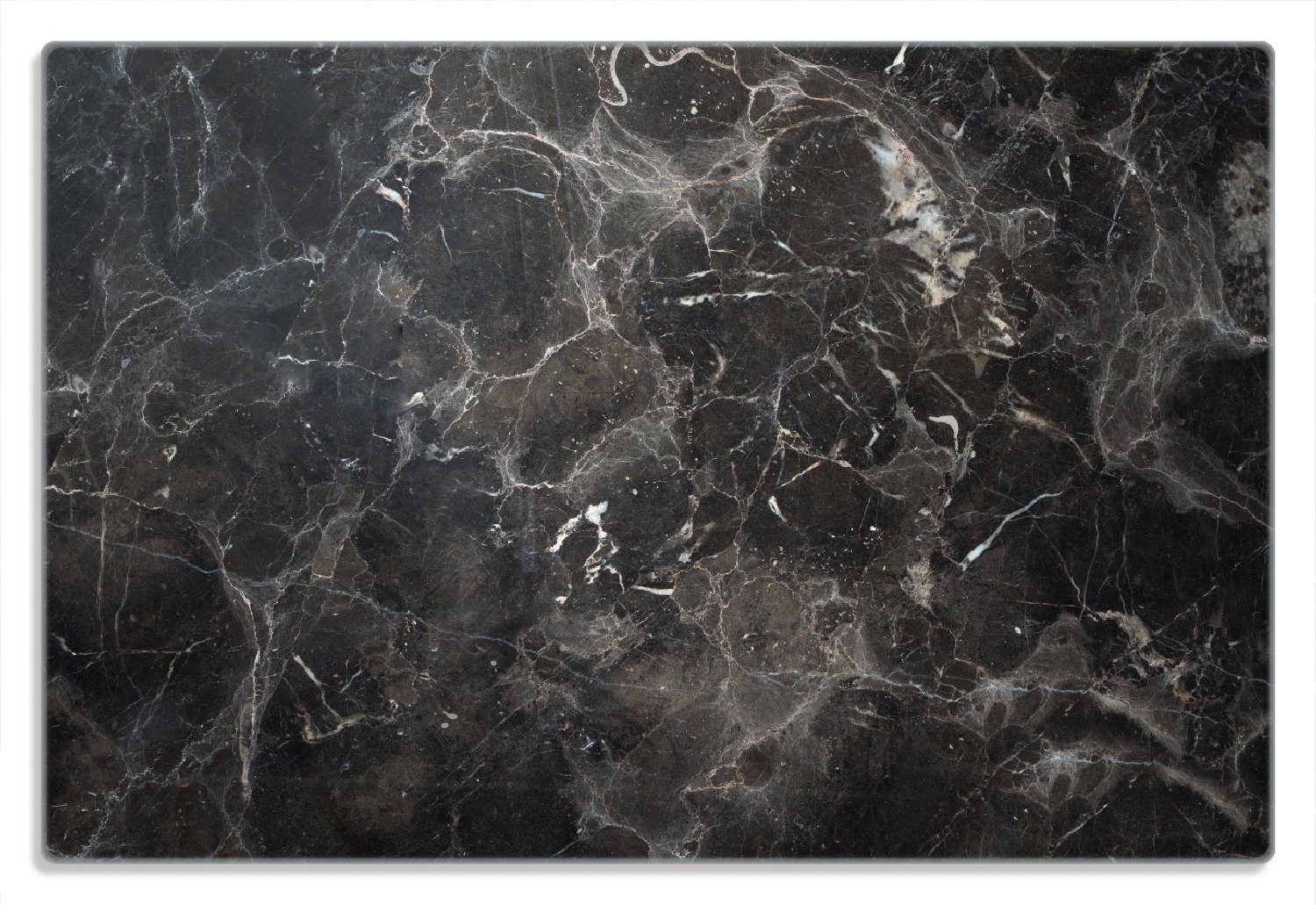 Wallario Frühstücksbrett Schwarze Marmor-Optik, (inkl. rutschfester Gummifüße 4mm, 1-St), 20x30cm