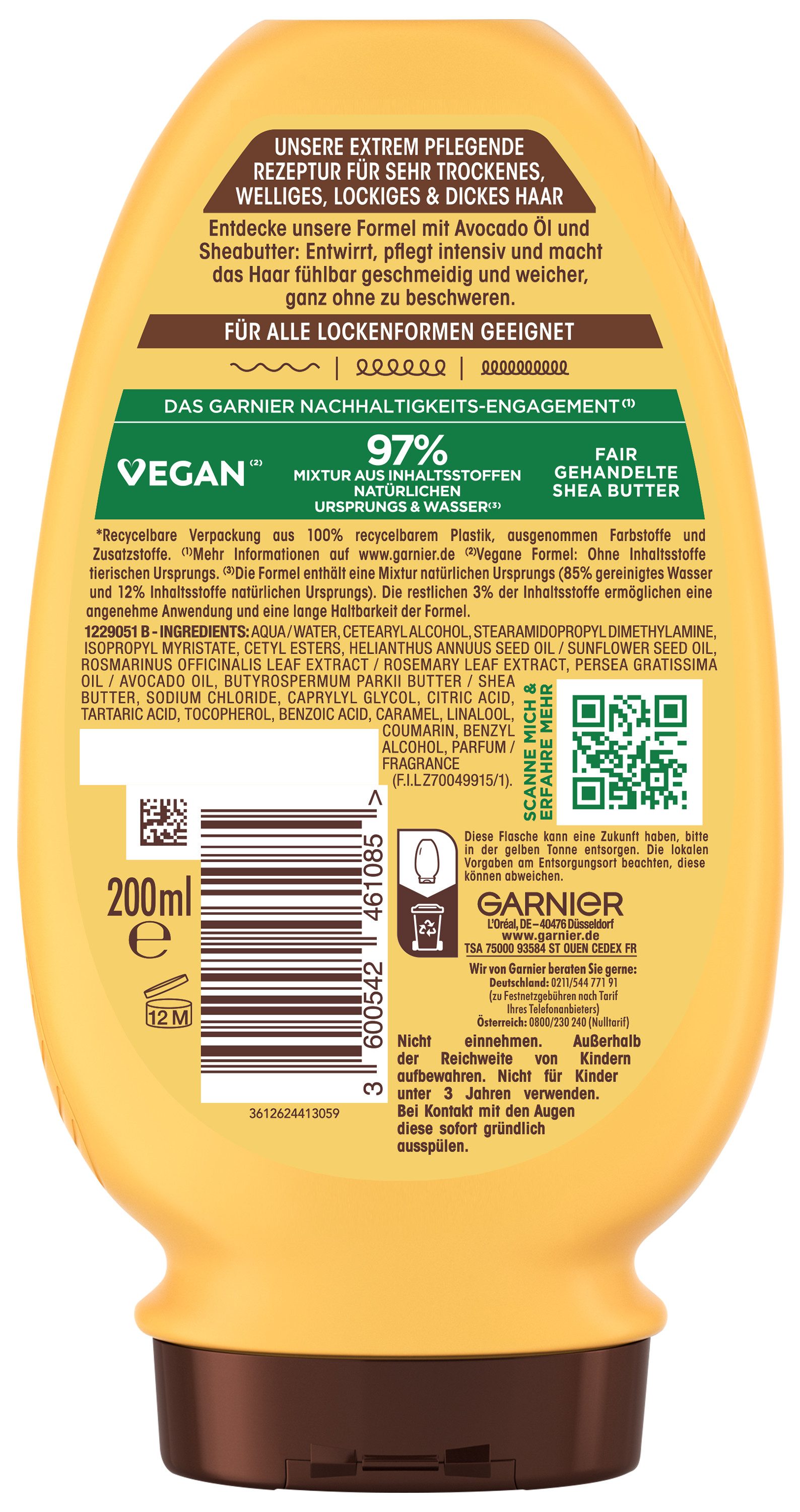GARNIER Haarspülung Garnier Wahre Schätze Intensiv Nährende Spülung Avocado-Öl, Packung, 6-tlg., für trockenes, welliges, lockiges und dickes Haar, ohne Silikone