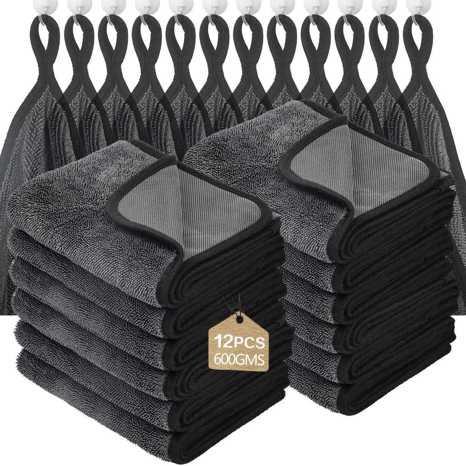 Trockentuch Mikrofasertuch Auto Dusche Handtuch Grau-12 Stück 40x60cm Mikrofasertuch