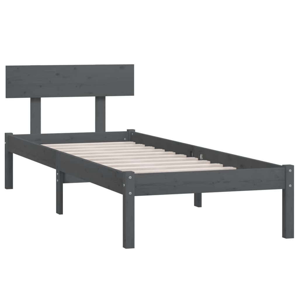 vidaXL Bett Massivholzbett Grau Kiefer 90x190 günstig online kaufen