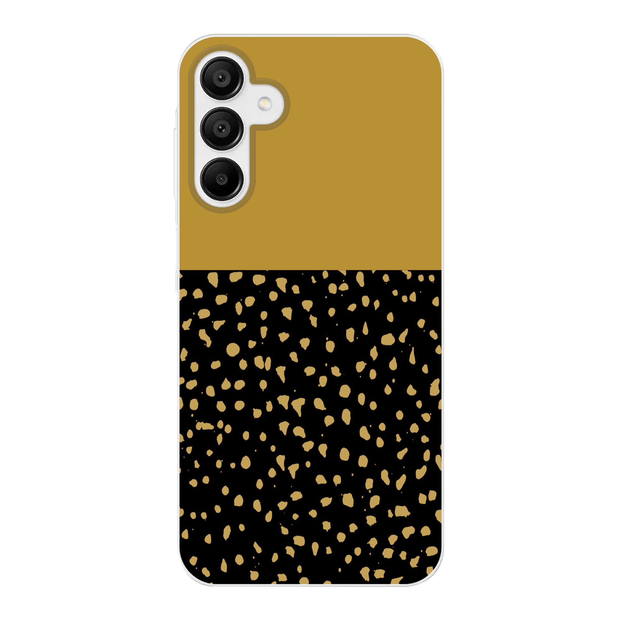 MuchoWow Handyhülle für Samsung Galaxy A15 Polka dots - Ockergelb - Schwarz, Smartphone-Bumper, Print, Handy Schutzhülle Dünn