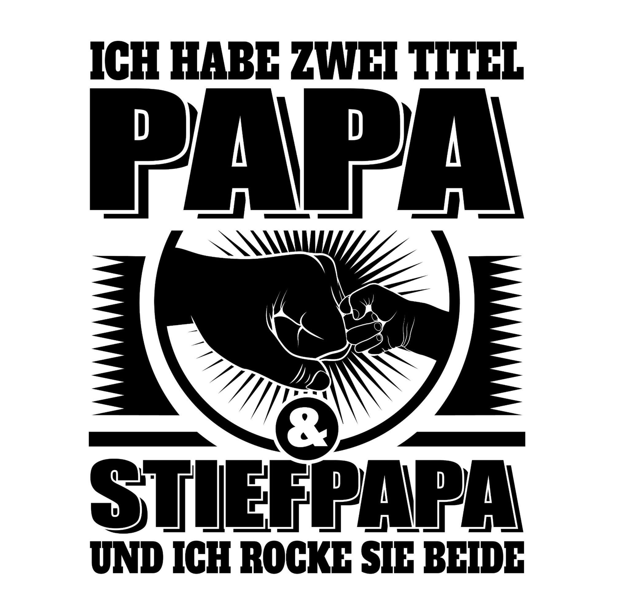 Shirtracer T-Shirt Ich habe 01 beide für Titel und Geschenk sie Vatertag zwei rocke sch ich Stiefpapa Papa Dunkelgrau - Papa - und