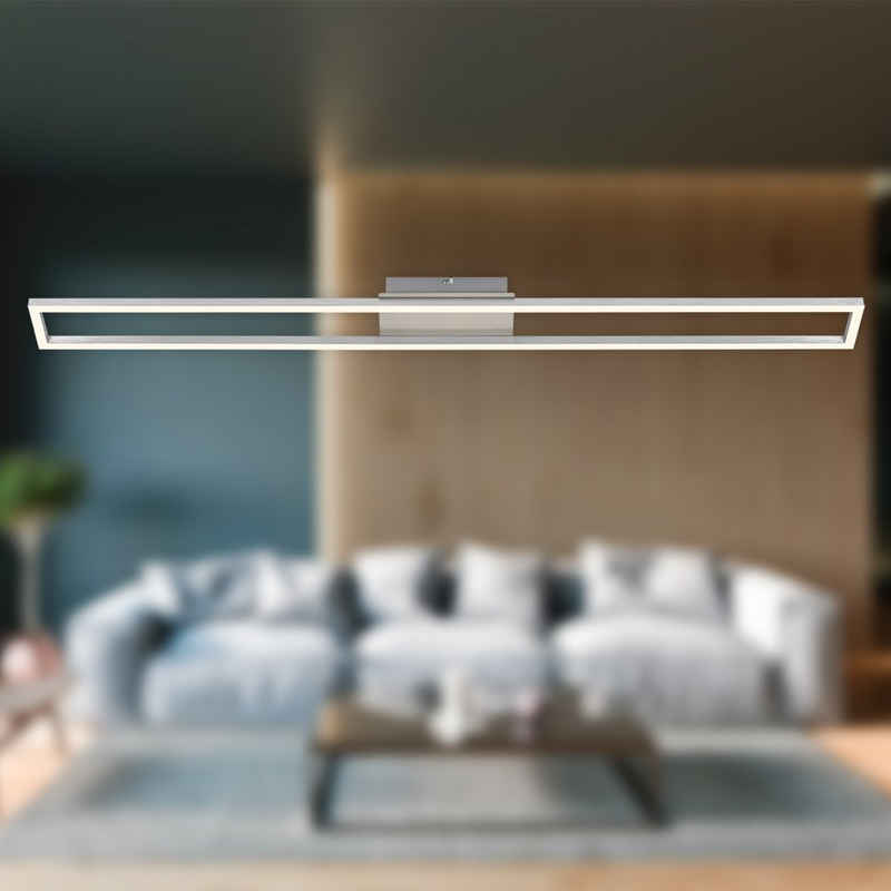 Briloner Leuchten LED Deckenleuchte 3094-012, dimmbar, Speicherfunktion, LED fest verbaut, Warmweiß, Deckenlampe, 110x12x5cm, Matt-Nickel, 18W, Wohnzimmer, Schlafzimmer