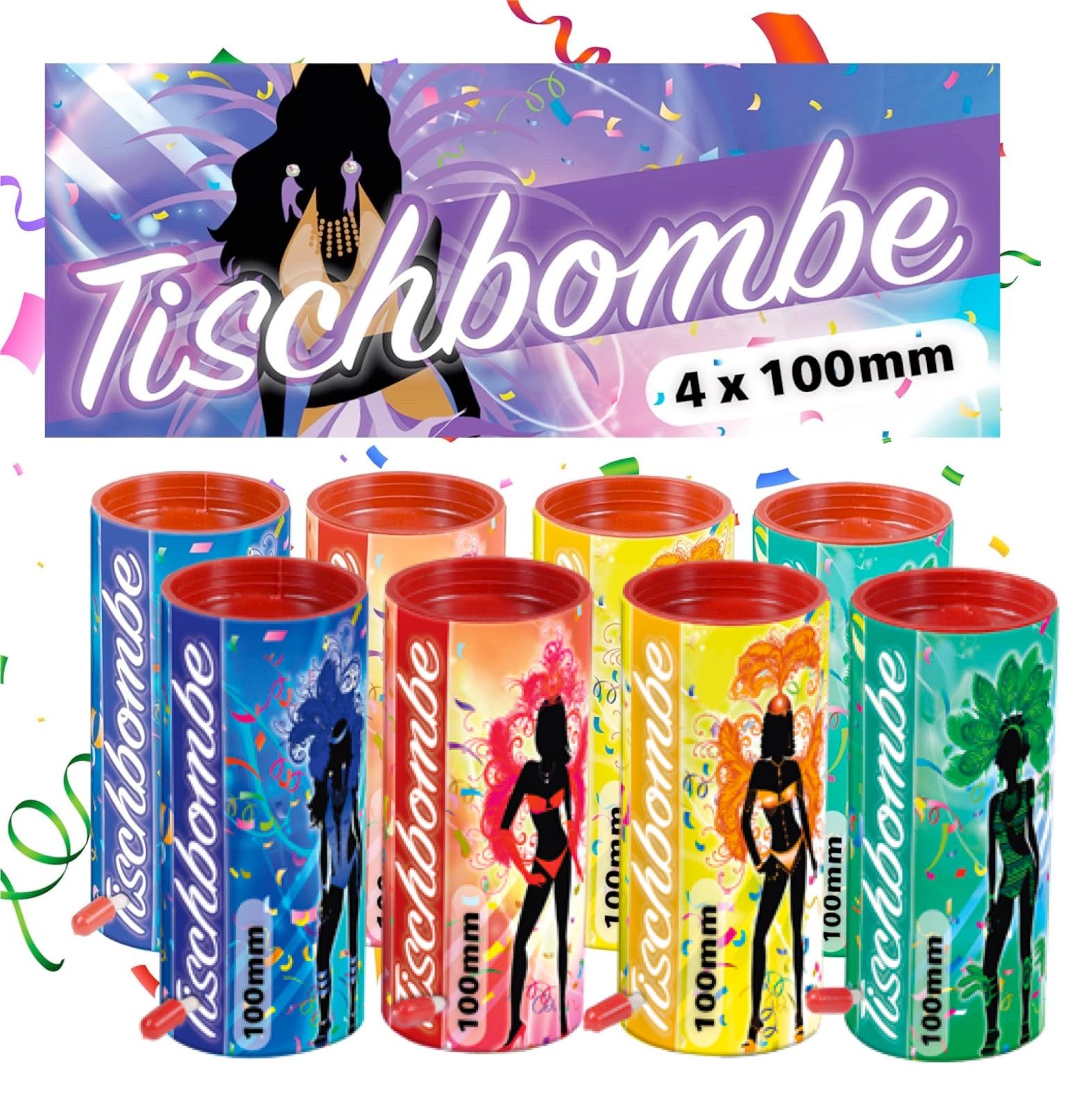 FlameXBurn Geburtstagskerze 4er Tischbomben für Kinder & Jugendfeuerwerk, Silvester (Set, 1-tlg)