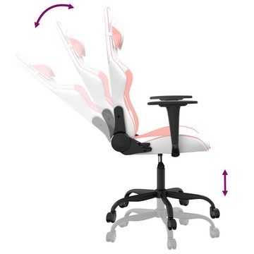 vidaXL Bürostuhl Gaming-Stuhl mit Massagefunktion Weiß und Rosa Kunstleder