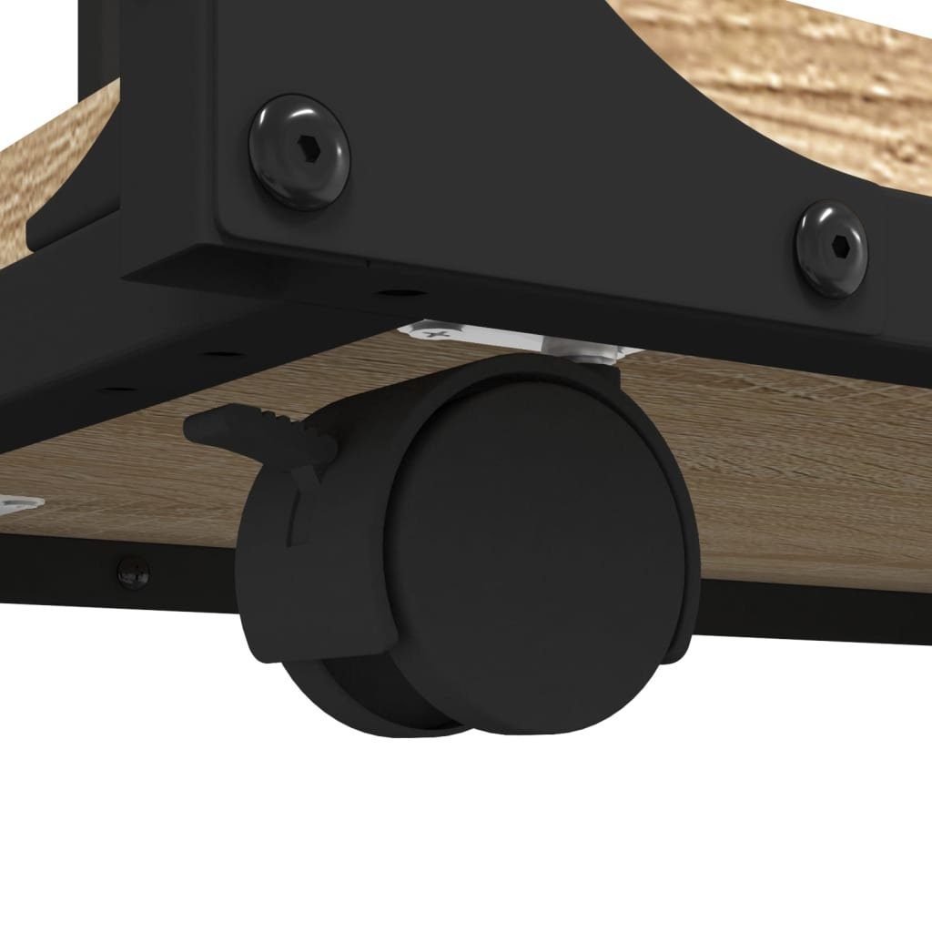 (1-St) Eiche Beistelltisch cm Sonoma Holzwerkstoff mit Sonoma vidaXL Beistelltisch | Rollen Sonoma Eiche 50x35x55,5