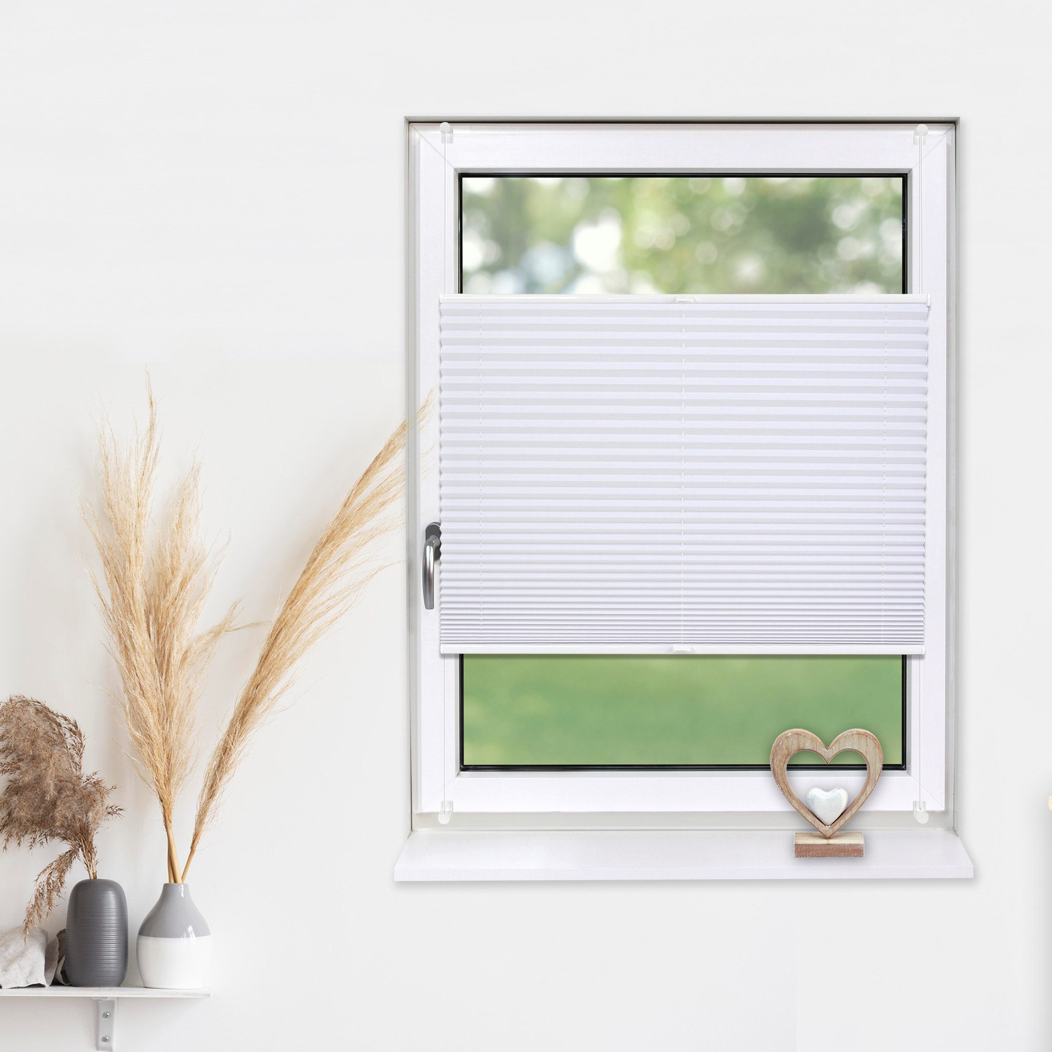 Deco-Raum Plissee Basic, blickdicht, Klemmträger, auf dem Fenster-/Türrahmen, Klemmfix, einfache Montage, in verschiedenen Farben und Größen ohne Bohren