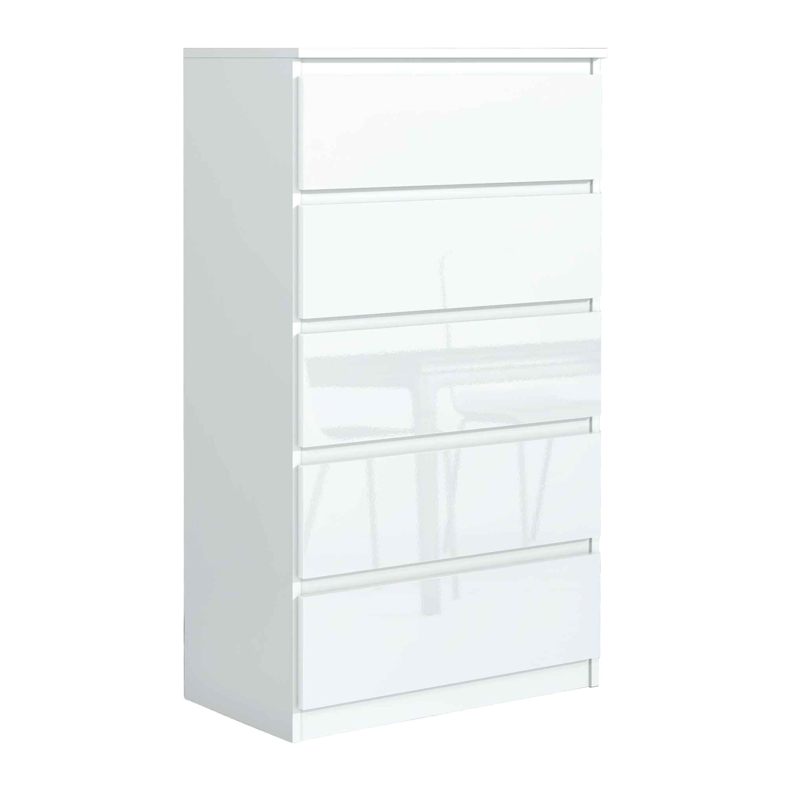 Masseno Kommode NUDO 70 cm Sideboard mit 5 Schubladen Weiß