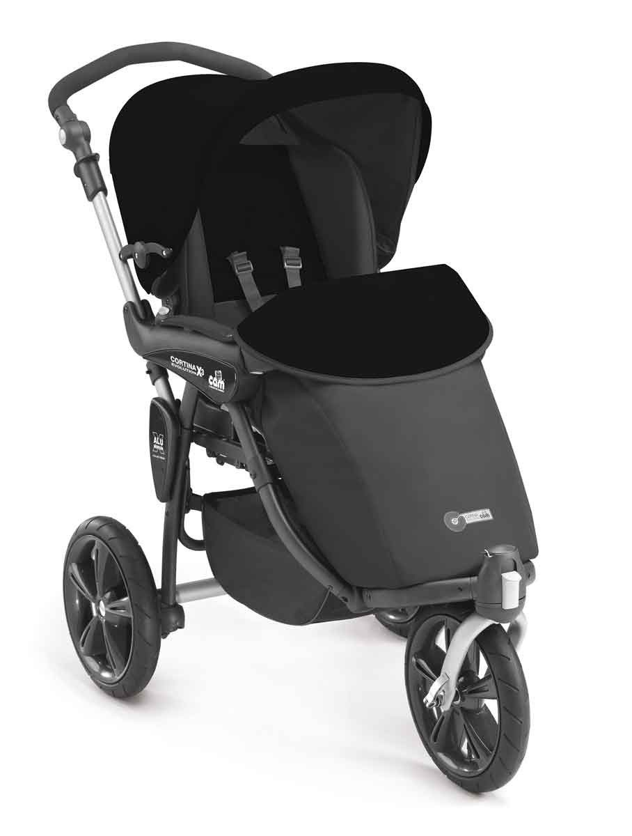 CAM Kombi-Kinderwagen 3-in-1 Cortina X3 tris inkl. Babyschale, Fußsack & Wickeltasche