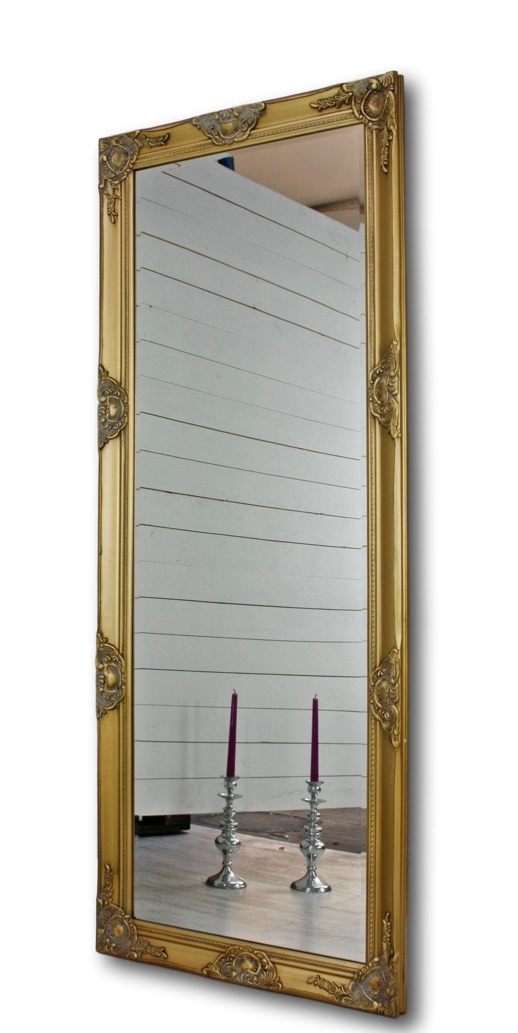 elbmöbel Wandspiegel Spiegel gold 150cm barock Holz, Spiegel: Wandspiegel  150x60x7 cm Gold Vintage Look