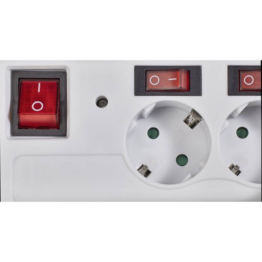 Renkforce 6fach Überspannungsschutz-Steckdosenleiste 615B-CMW-S Steckdosenleiste (Kabellänge 1.50 m), Überspannungsschutz, mit Schalter, erhöhter Berührungsschutz, einzeln