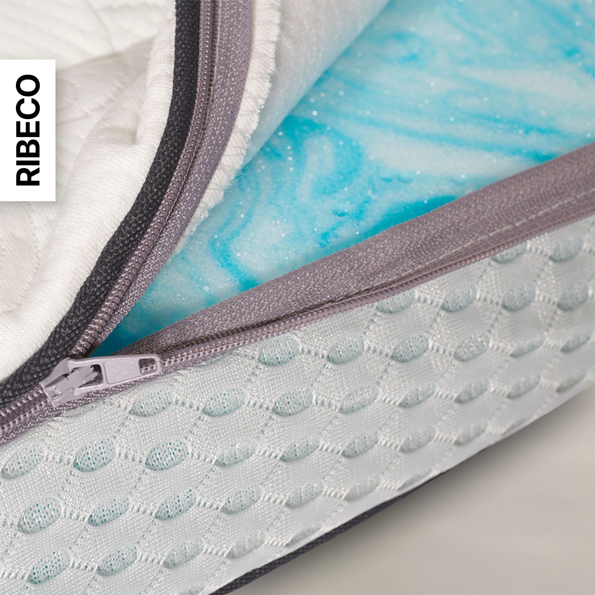 RIBECO, Topper Aaron MINI, Topper 90x200 cm,140x200, 180x200 cm & mehr, 5 cm hoch, Gelschaum, Matratze, Boxspringbett geeignet, ergonomisch, Made in EU, RG 40