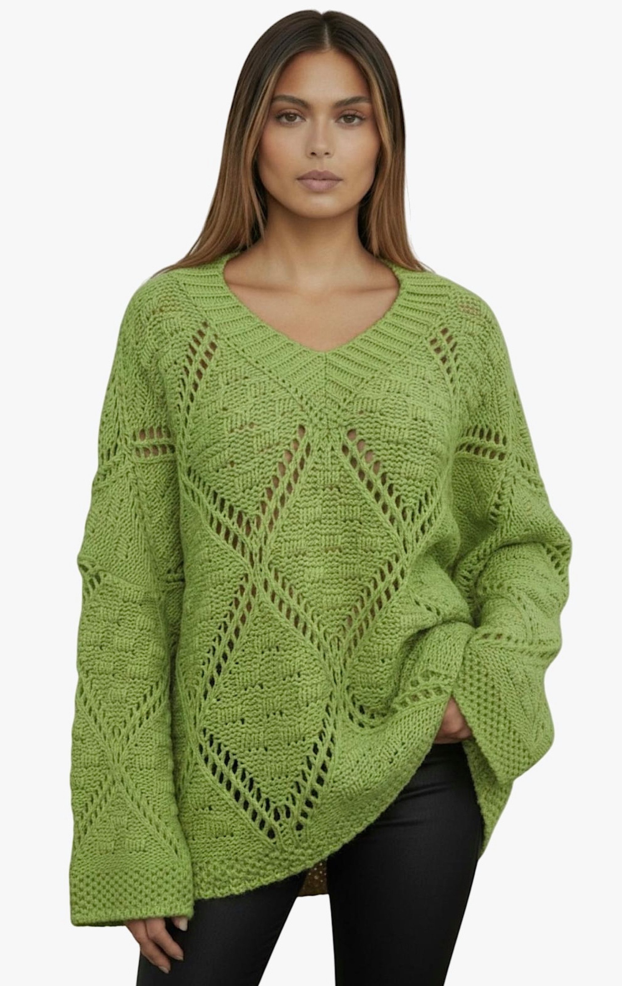 Worldclassca Strickpullover WORLDCLASSCA Oversize Fashion Strickpulllover Langarm Zopf Muster Neue Kollektion - Stilvolle und gemütliche Strickmode für Damen