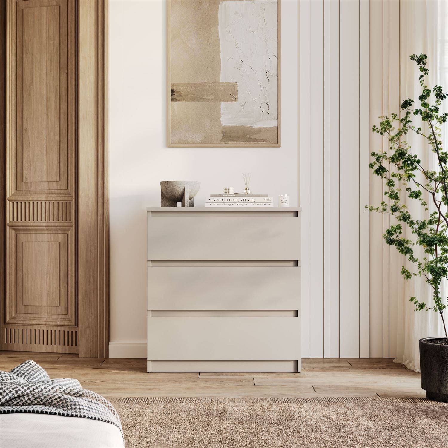 Lookway Kommode HANA M3 mit 3 Schubladen – modernes Design & praktische Aufbewahrung, Breite: 70 cm