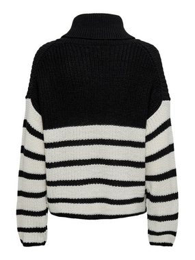 JACQUELINE de YONG Strickpullover Strickpullover Gestreift Rollkragen JDYJUSTY 6420 in Schwarz