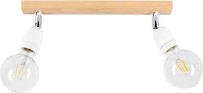 BRITOP LIGHTING Deckenleuchte »PORCIA WOOD«, Retro-Design mit Porzellan und Eichenholz, Flexibel einstellbar, Naturprodukt aus Holz, Made in Europe