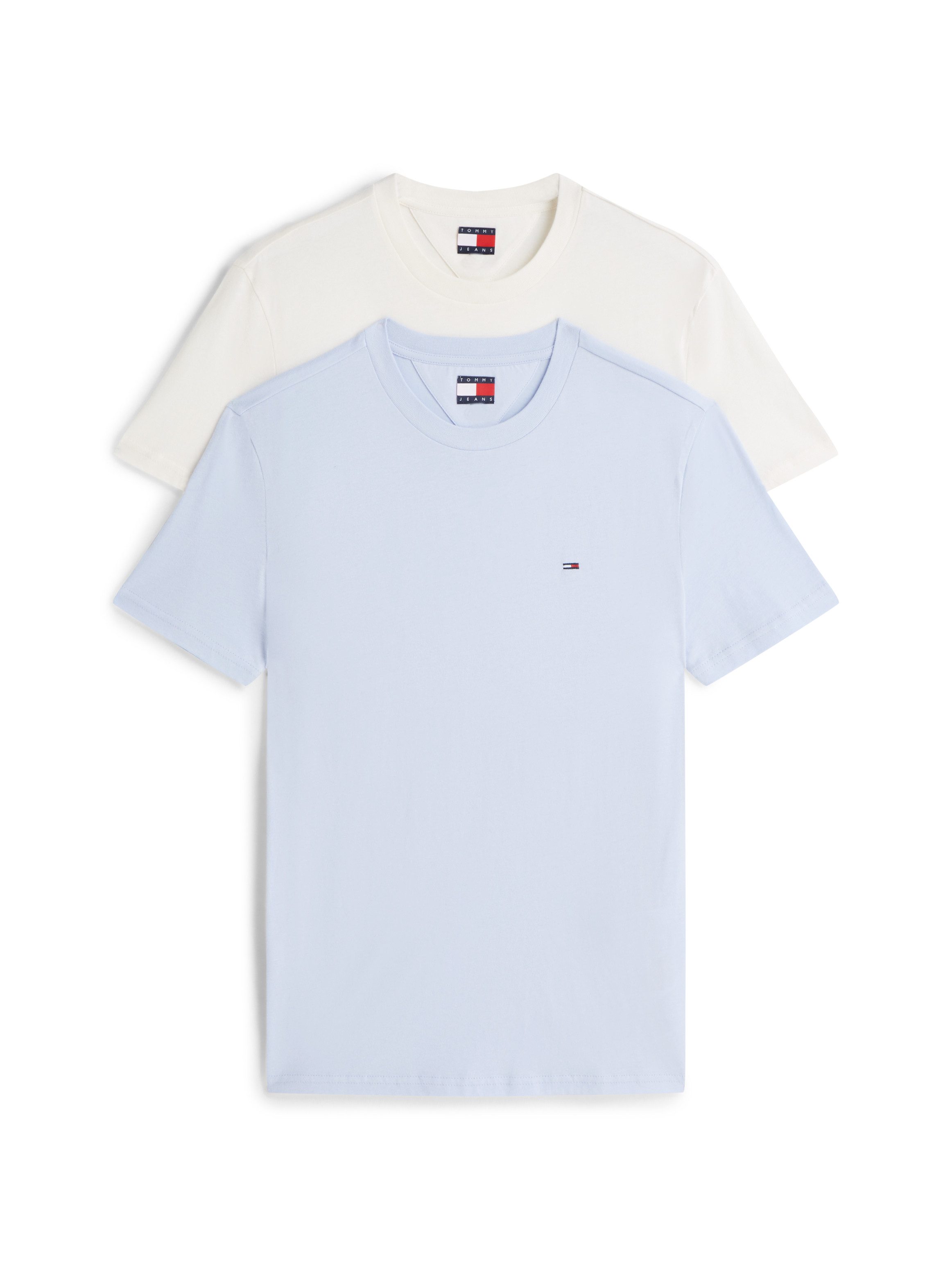 Tommy Jeans Rundhalsshirt TJM XSLIM 2PACK JERSEY TEE EXT (Packung, 2er-Pack) Logostickerei, 2Pack