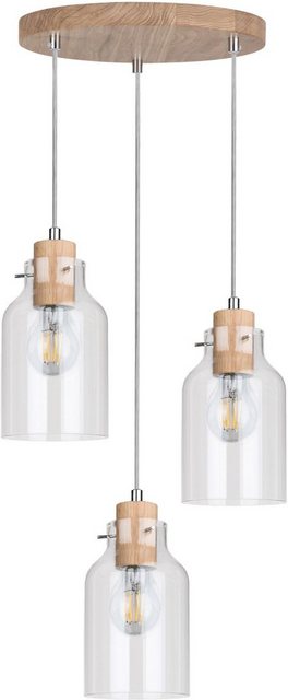 SPOT Light Pendelleuchte »ALESSANDRO«, Hängeleuchte, Wertige Leuchte aus massivem Eichenholz, Schirme aus Glas, Naturprodukt mit FSC®-Zertifikat,passende LM E27/exklusive, Made in Europe-Otto