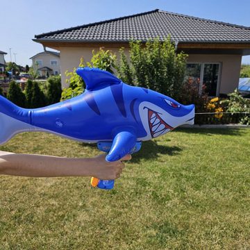 alldoro Wasserpistole 60126, aufblasbare Wasserspritzpistole Hai, kindgerechtes Design