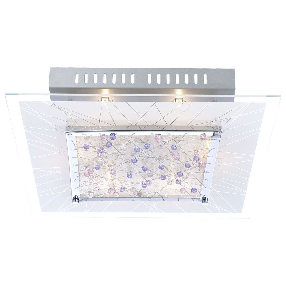 Globo LED Deckenleuchte, Esszimmer nicht Leuchte inklusive, Strahler Decken quadratisch Chrom Leuchtmittel Kristalle Lampe