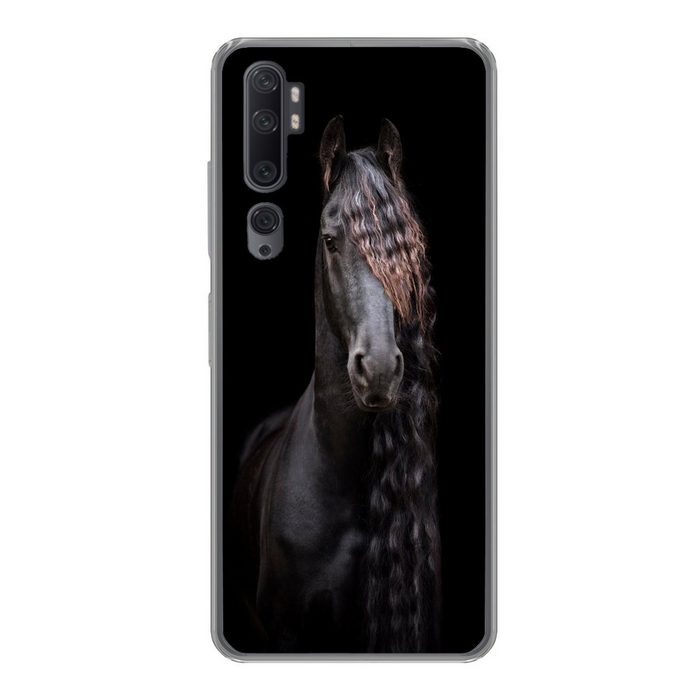 MuchoWow Handyhülle Pferde - Friesisch - Mähne - Schwarz - Tiere Phone Case Handyhülle Xiaomi Mi Note 10 Silikon Schutzhülle