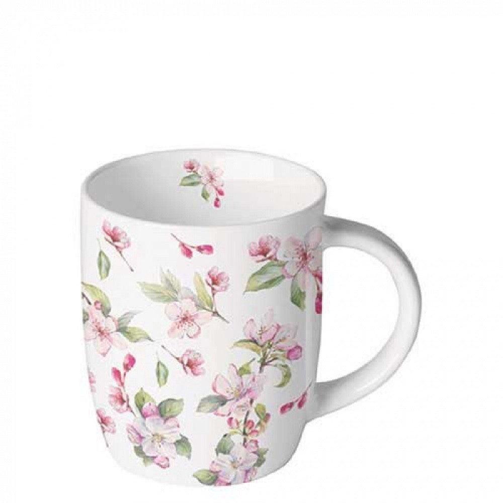 Ambiente Luxury Paper Products Kaffeeservice Frühlingsblüte, Vogel, Tiere, Sommer Blumen, Pflanzen /Tablett (1-tlg), Porzellan : Ø 7 - h 8,5 cm / Dekorative Tasse von Ambiente aus der Serie „Spring Blossom“ mit einem frühlingshaften Blumenmotiv. Ideal für Kaffee, Tee und andere Heißgetränke., /Tee/Kaffee Tasse -Serviertablett -Geschenkidee