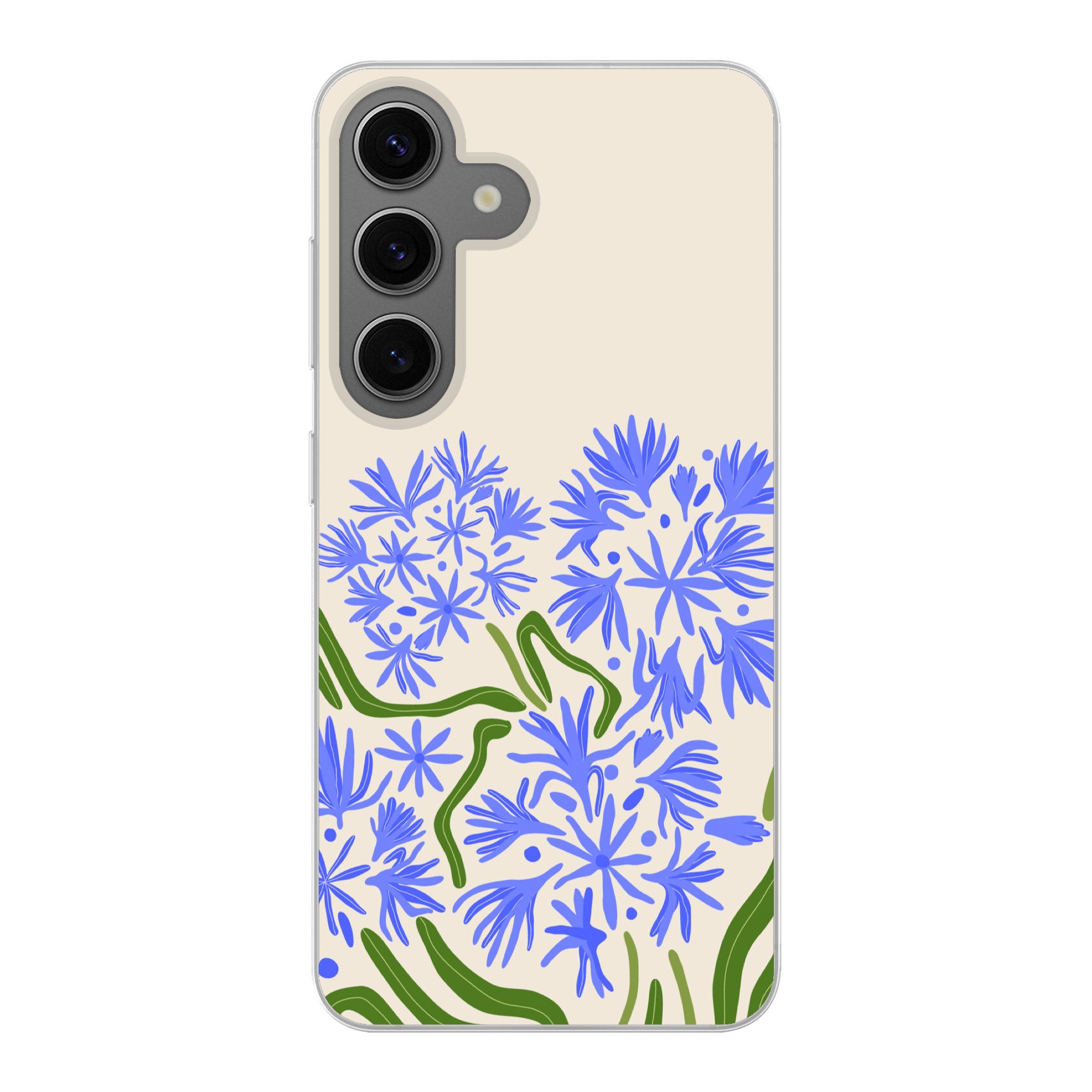 Handyhülle für Samsung Galaxy S24 Blume - Blau - Blatt - Einfach