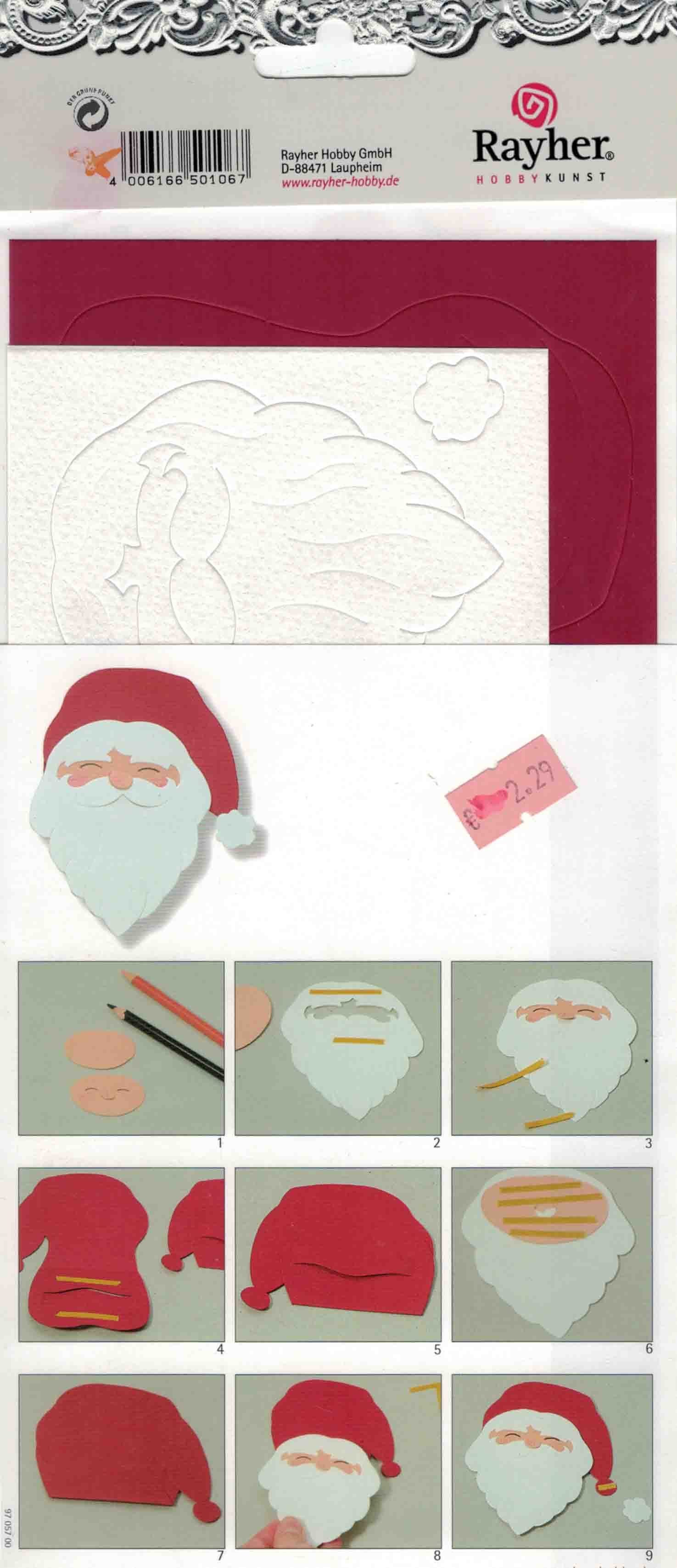 Weihnachtsmann, Stanzteil 3 Stück Zeichenpapier Rayher
