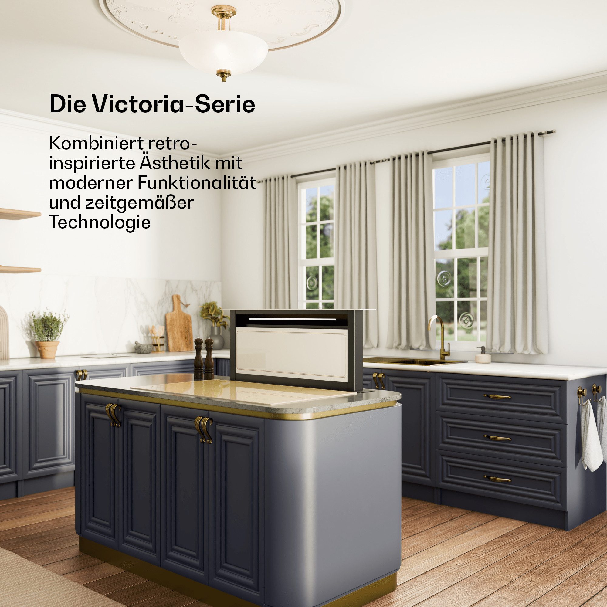 Klarstein Deckenhaube Victoria Victoria, Dunstabzugshaube Küche Abzughaube Abluft Umluft Edelstahl LED