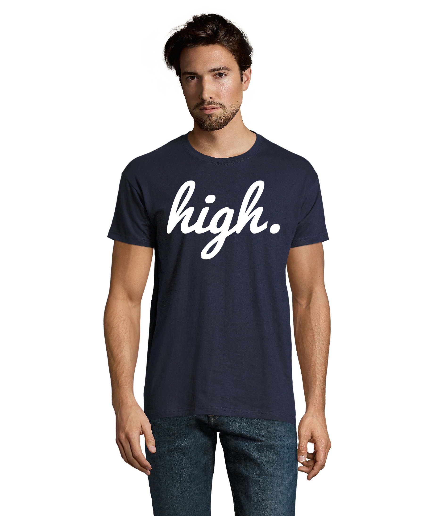 T-Shirt High H Tee Herren T Shirt Schriftzug Print Rundhals Freizeitmode