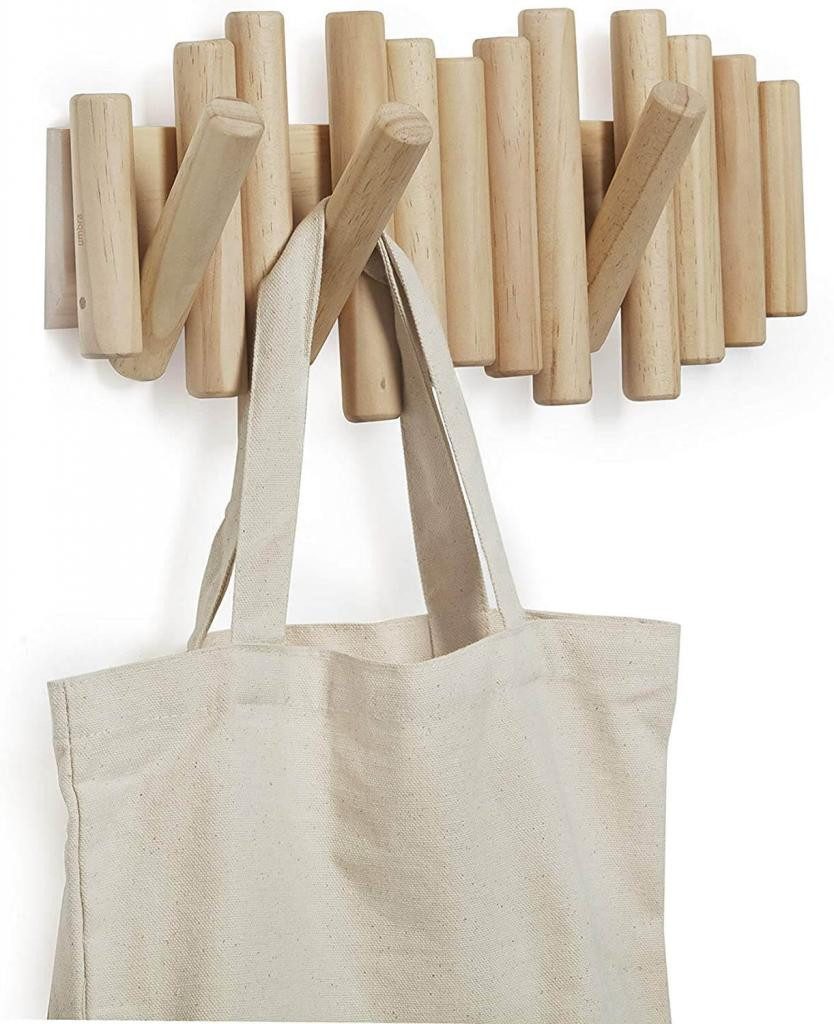 Umbra Garderobenhaken Picket mit 5 Garderobenhaken Garderobenleiste Wandhaken Kleiderhaken, 5 Klapphaken