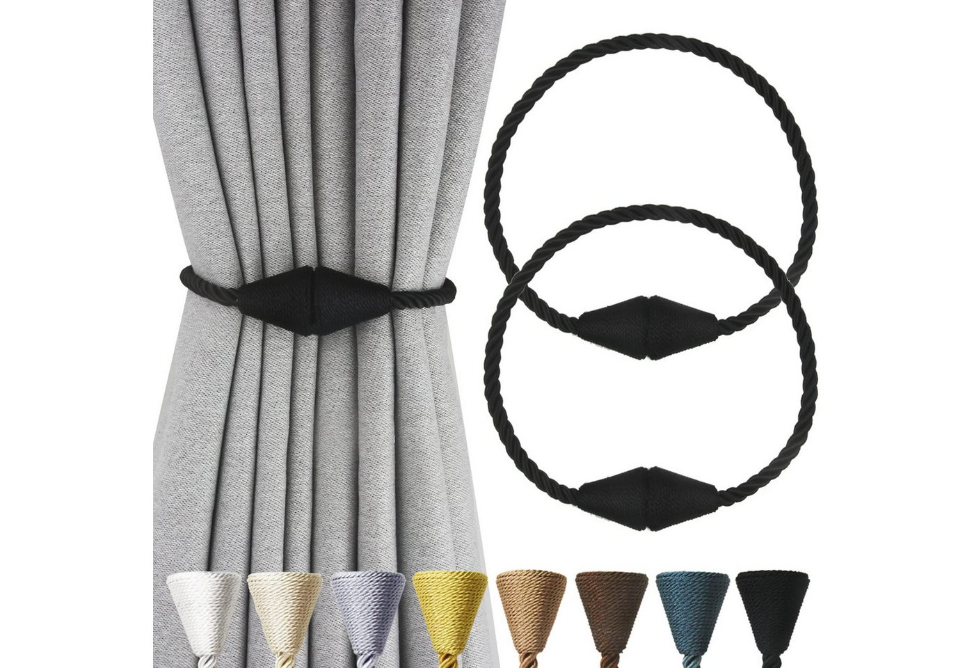 Agger Raffhalter Magnetische Vorhang Raffhalter 2 Stück, Vorhang Raffhalter Schnallen, (2-tlg), Holdbacks Halter Haken Clip für Zuhause Schlafzimmer Büro