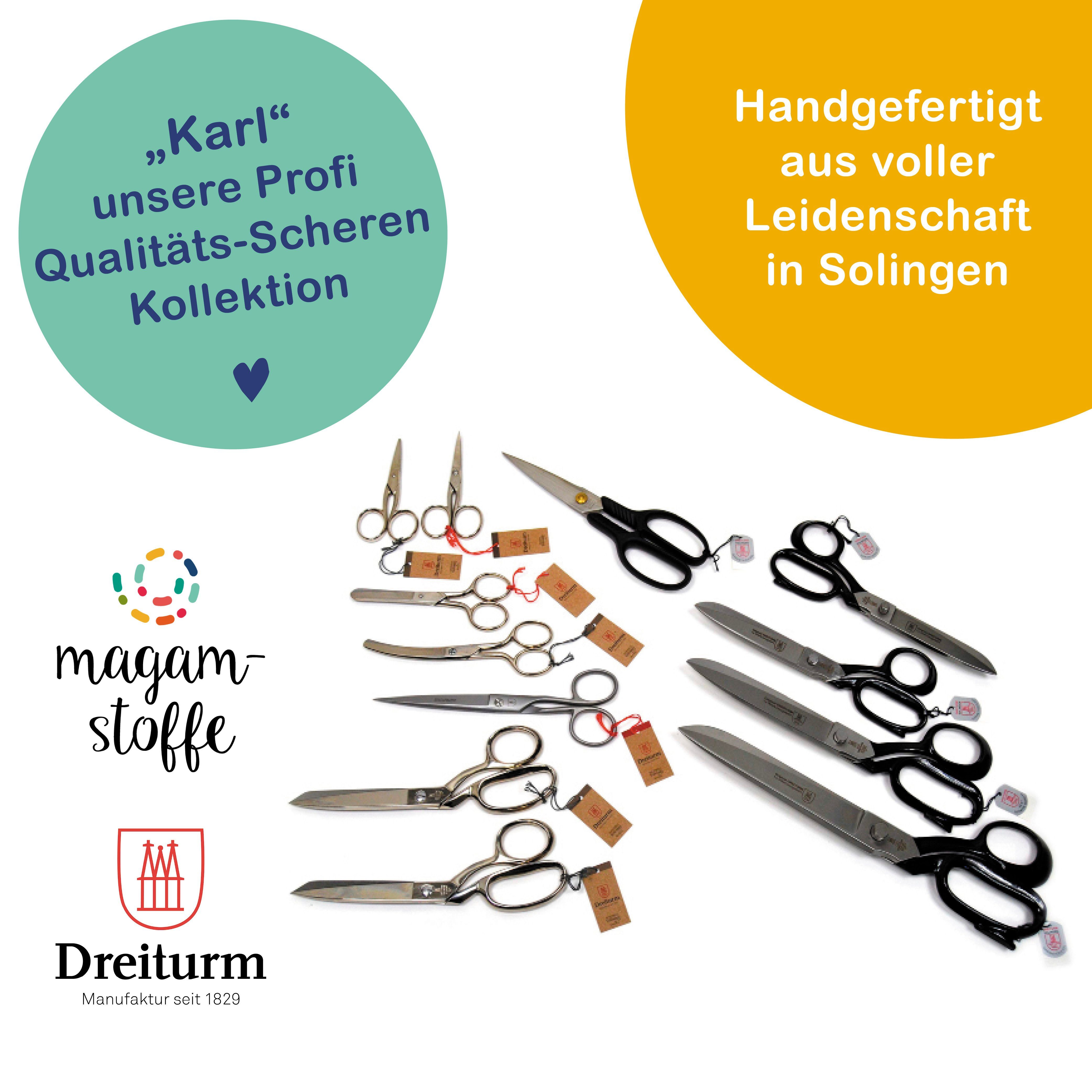 Weberschere Handarbeit 4 Meisterqualität MAGAM-Stoffe Germany in Zoll Solingen Haushaltsschere "Karl", Gerade/Rund Made