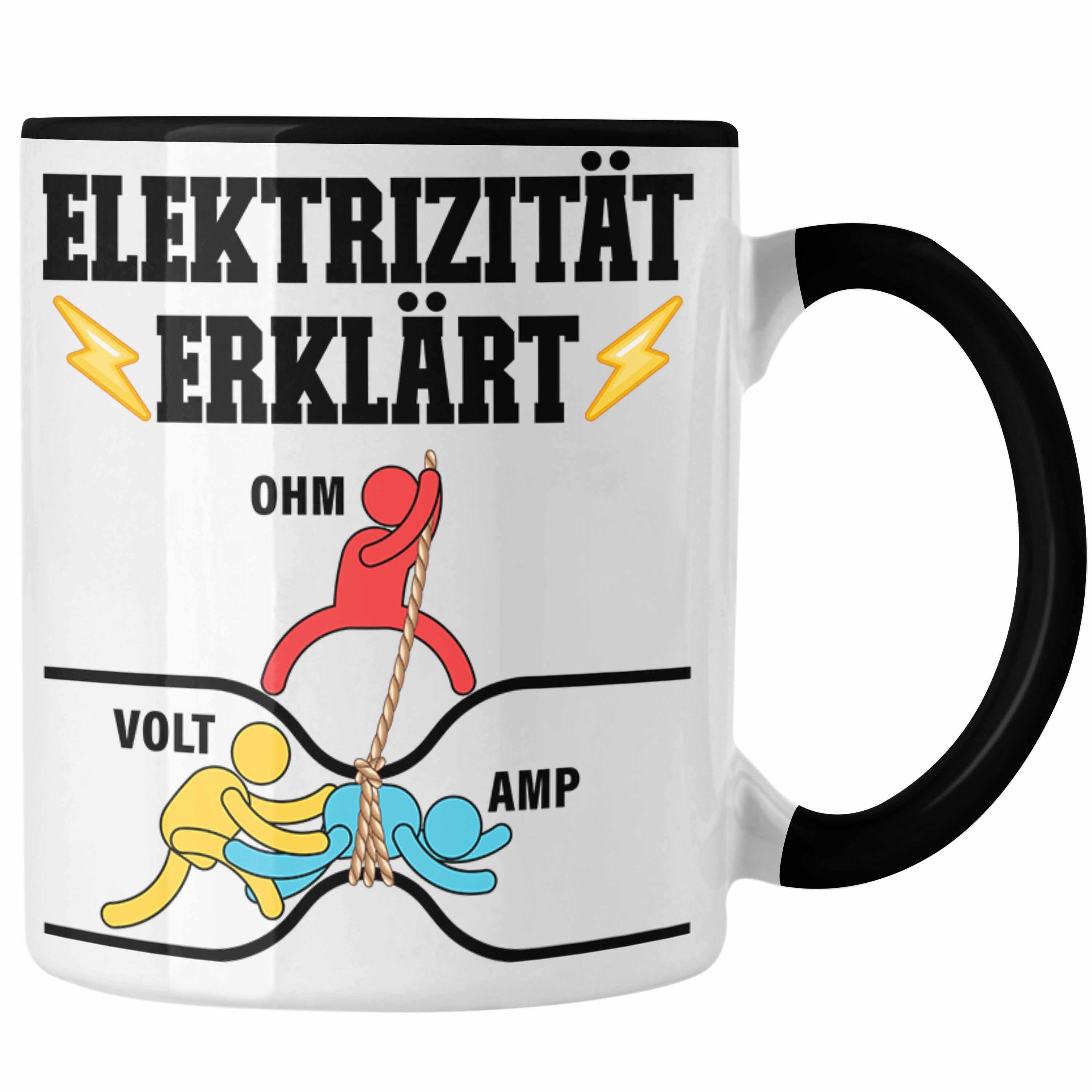 Trendation Tasse Volt Elektrotechniker Elektroinstallateur Elektrotechnik - Elektrizität Trendation Kaffeetasse Elektriker Männer schwarz Amp Geschenke Tasse Geschenkidee Geschenk Gadget Ohm Lustig Elektroniker