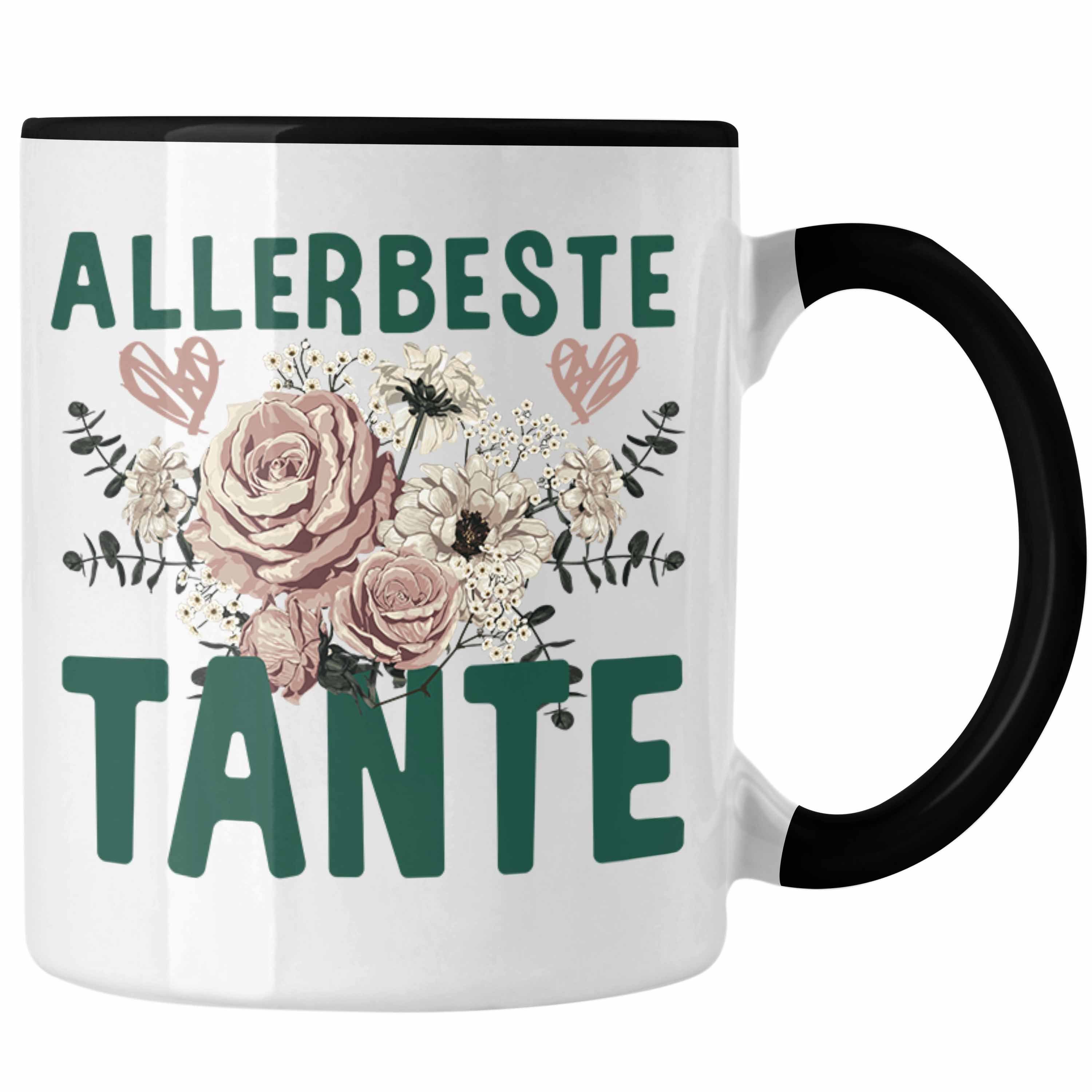 Trendation Tasse Trendation - Beste Tante der Welt Geschenk Tasse mit Spruch Kaffeetasse für Allerbeste Tante Schwarz