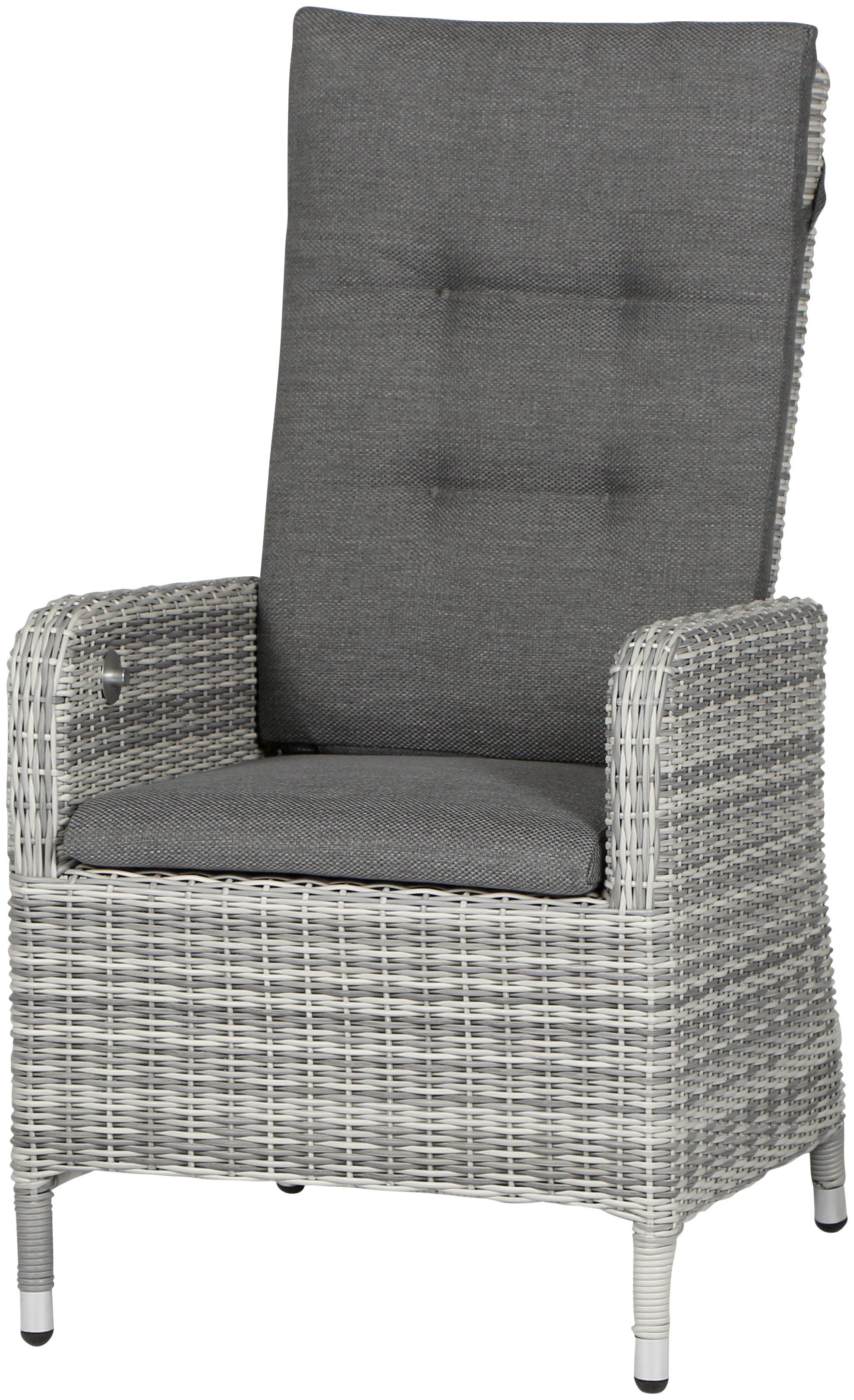 SIENA GARDEN Loungesessel »Cando Dining Sessel«, Alu/Polyrattan, grau