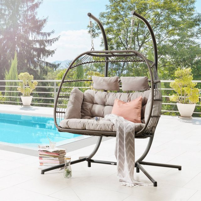 DESTINY Hängesessel Coco Double Relax, Polyrattan/Alu, inkl. Sitz- und Rückenkissen