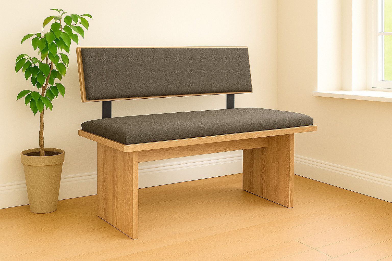 kundler home Sitzbank Bank mit Polster + Lehne 'Die Stilvolle' L: 125 cm, Eiche Premiumdekor