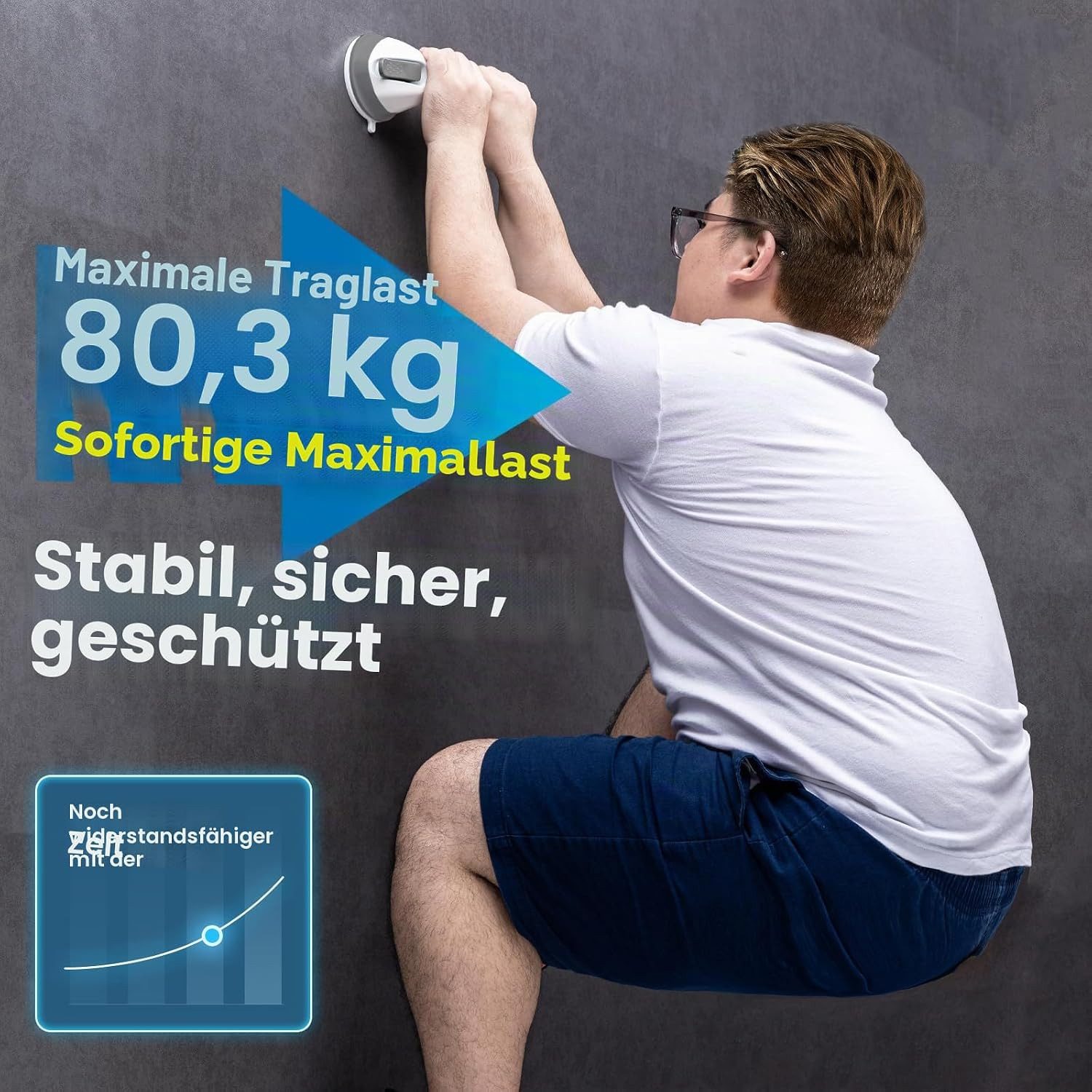 FELIXLEO Haltegriff Duschgriff 31cm Saugnapf ohne Bohren Senioren Badewanne 110kg – Bild 2 von 5