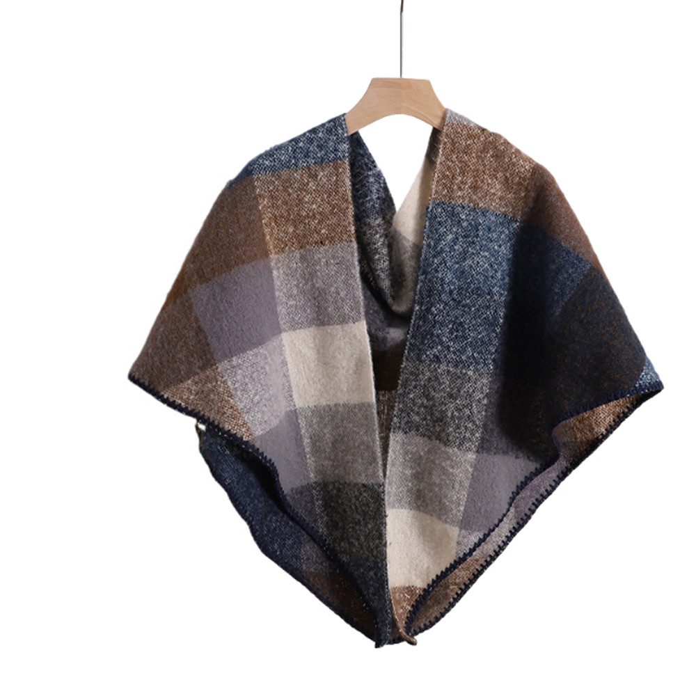 Zaewry Dreieckstuch Damen Schal Strick Dreieck Schal Halstuch Dreieckstuch, 200×70 CM, Leichter Strickschal mit Karo Muster