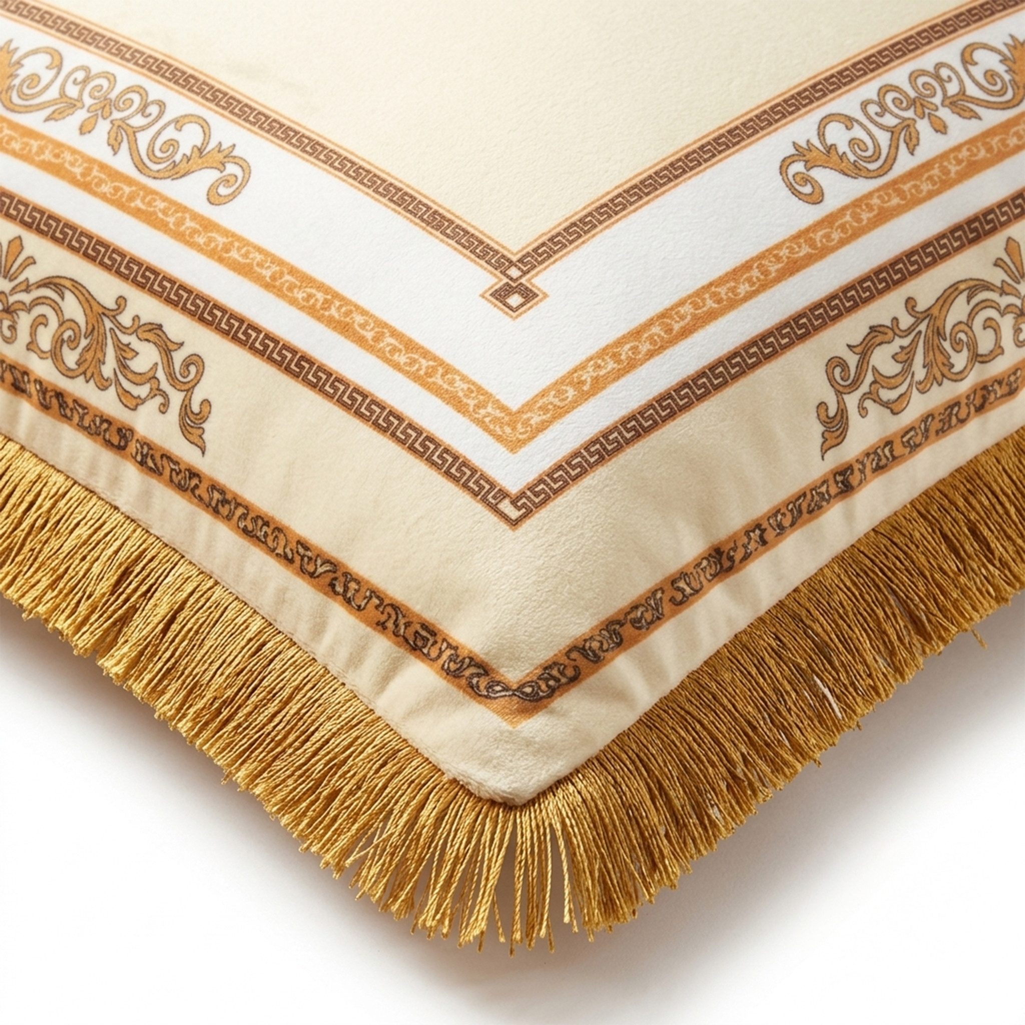 Belle Arti Dekokissen Samt/Dekokissen mit Löwen- oder Kronenmotiv, Beige/Weiß 45x45, 60x60