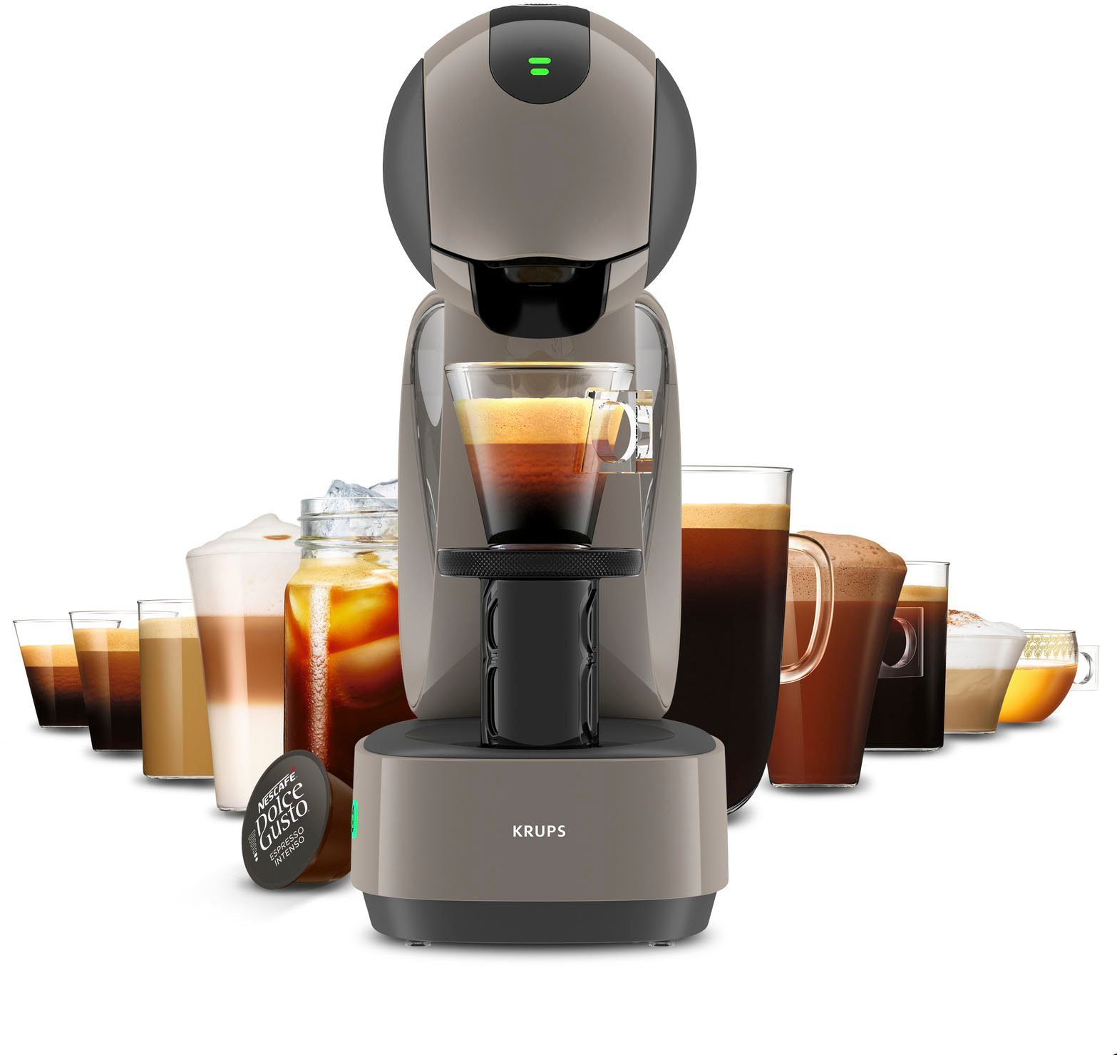 Kapselmaschine 1 NESCAFÉ® Dolce Automatic bis Touch Gusto® Krups, Touchscreen, 15 Taupe, KP270A Bar, in Infinissima nach Hochdrucksystem Energiesparmodus Min.