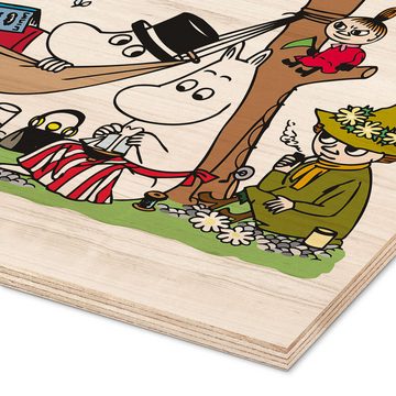 Posterlounge Holzbild Moomin, Die Mumins - Familienbande, Kinderzimmer Illustration